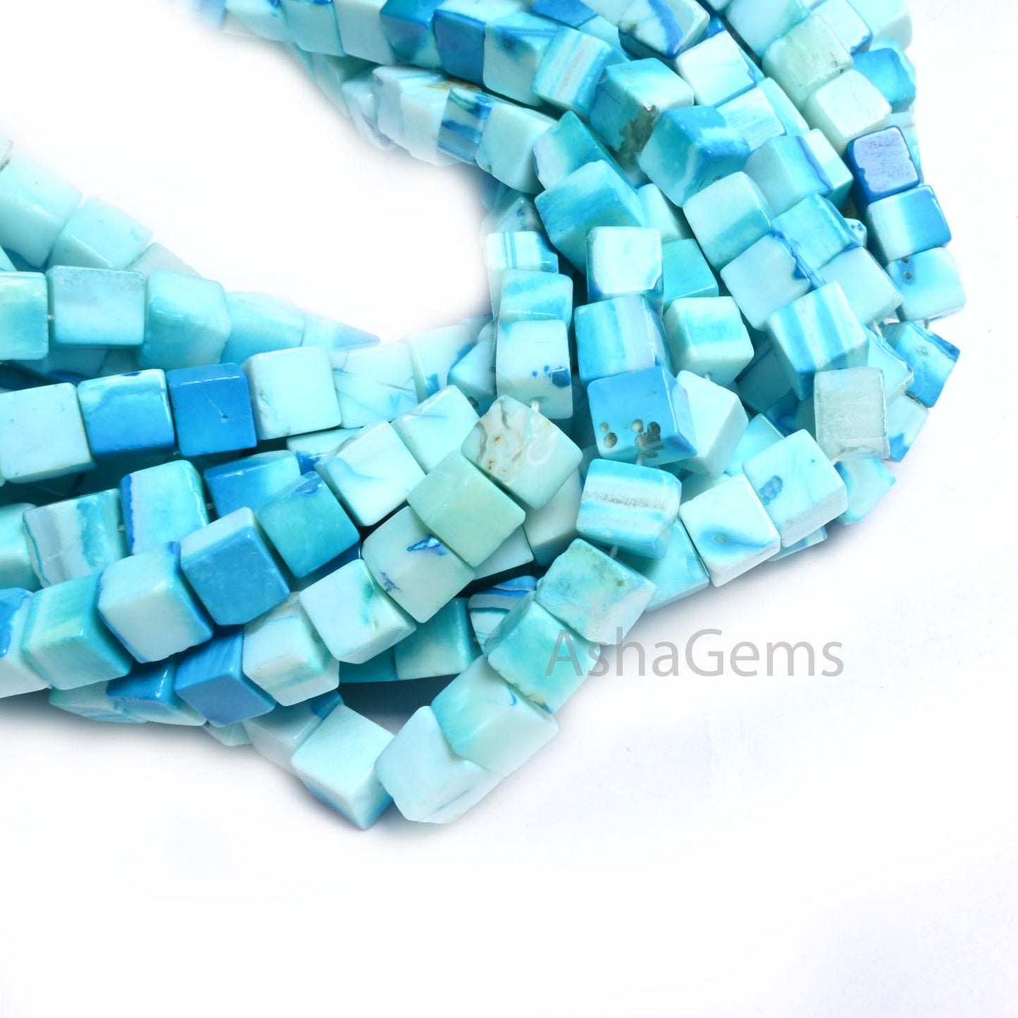 Beautiful Shaded Blue Opal Smooth Cube Box Shape Beads, Fine Quality Blue Opal Plain Handmade 3D Cube Gemstone Opal Beads Jewelry Craft SALE