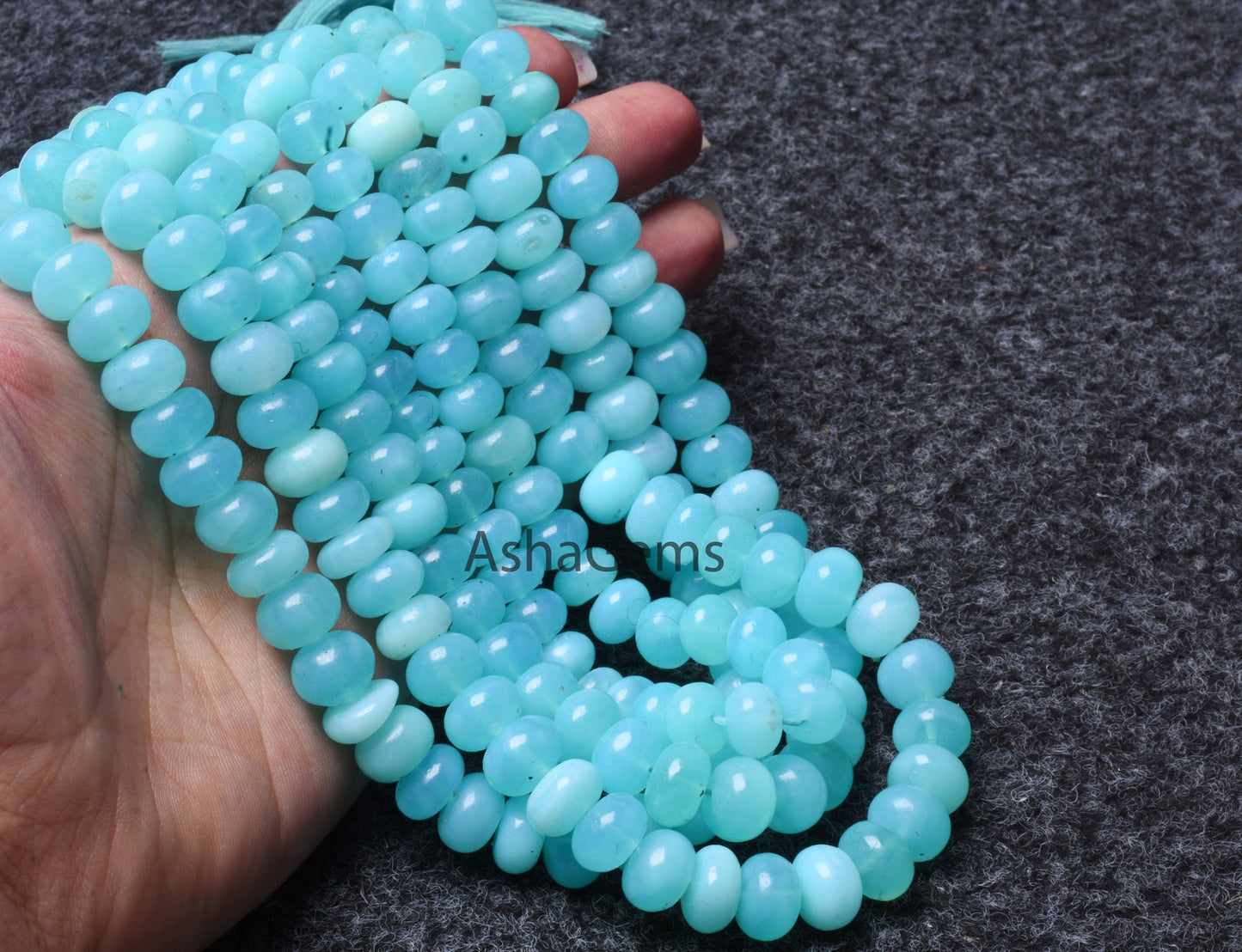 Beautiful Sea Blue Opal Smooth Gemstone Beads, AAA Sky Blue Opal Plain Rondelle Beads,16" Strand Opal beads For Jewelry Making crafts SALE