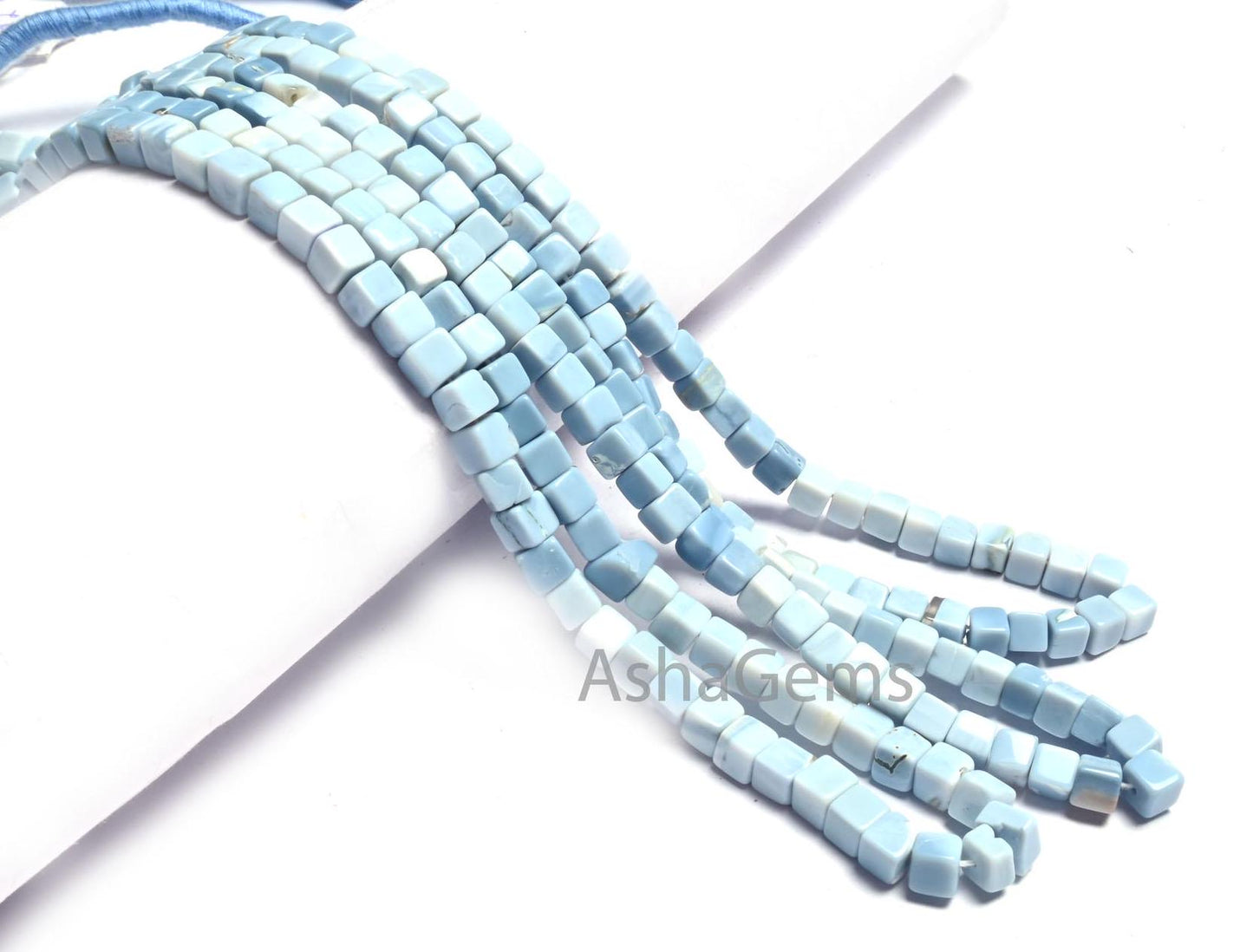 5 mm Blue Oregon Opal Smooth Box Shape Beads,8/16" Shaded Blue Opal Beads, Opal Plain 3D Cube Box Handmade Gemstone Beads Jewelry Craft Sale