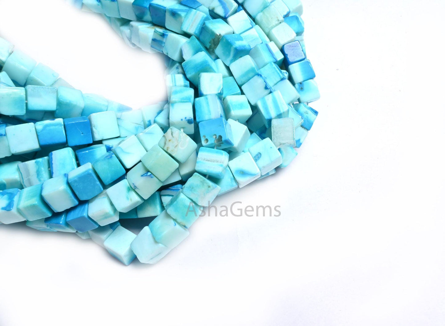 Beautiful Shaded Blue Opal Smooth Cube Box Shape Beads, Fine Quality Blue Opal Plain Handmade 3D Cube Gemstone Opal Beads Jewelry Craft SALE