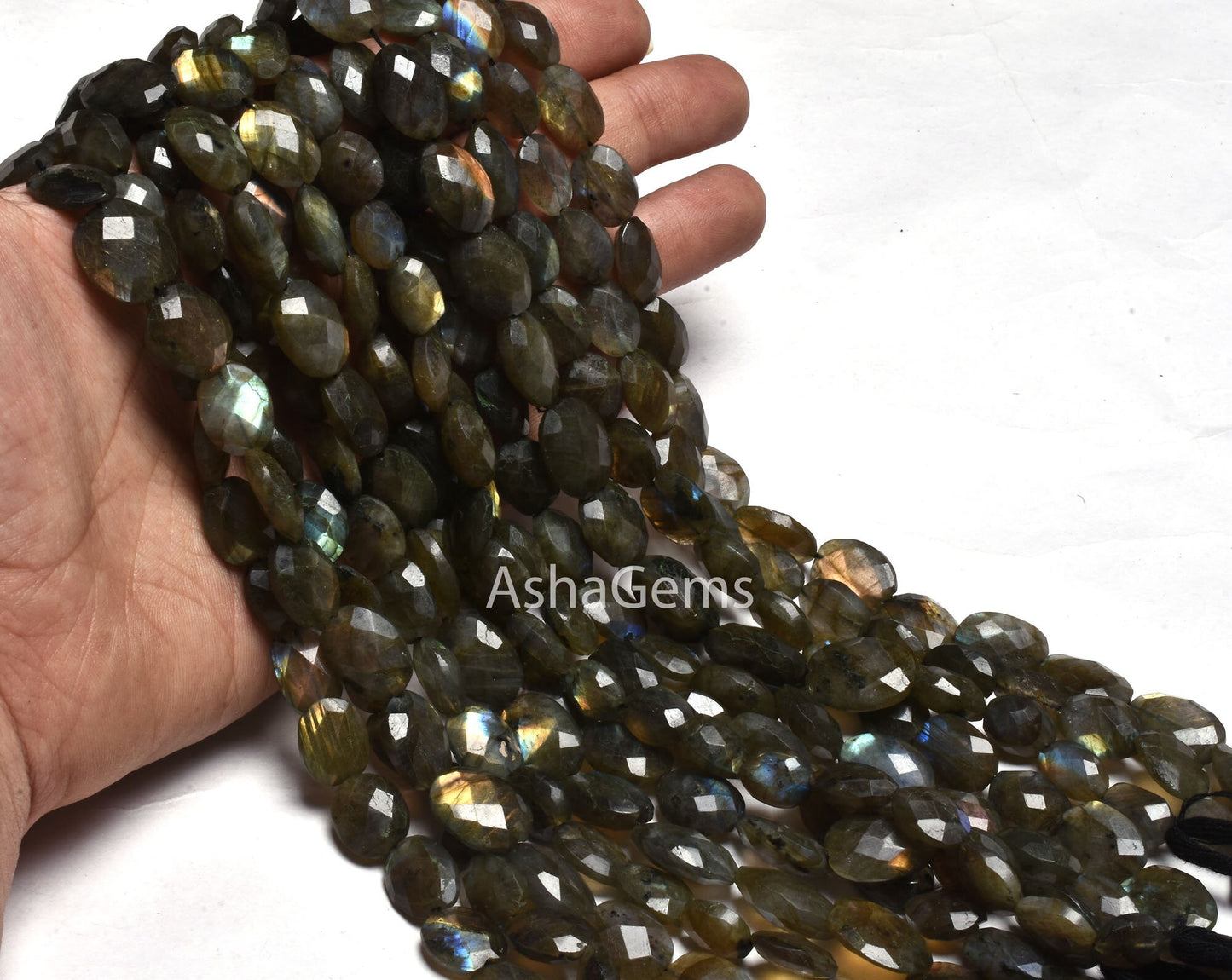 Natural Multi Fire Labradorite Faceted Oval Beads,10" Strand Labradorite beads, Black Rainbow Oval Briolette Gemstone beads For Jewelry SALE