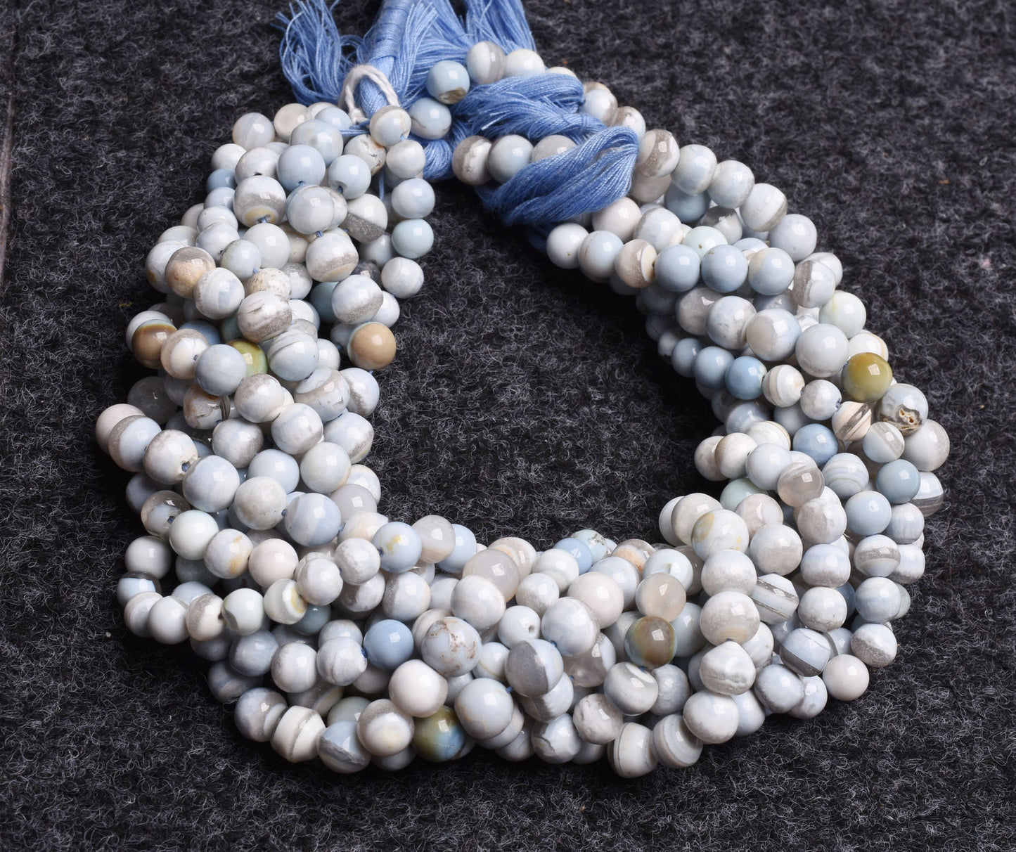 Beautiful Light Blue Boulder Opal Smooth Round Shape Beads,13" Strand Blue Opal Beads, Boulder Opal Plain Round Ball Bead Opal Gemstone Bead