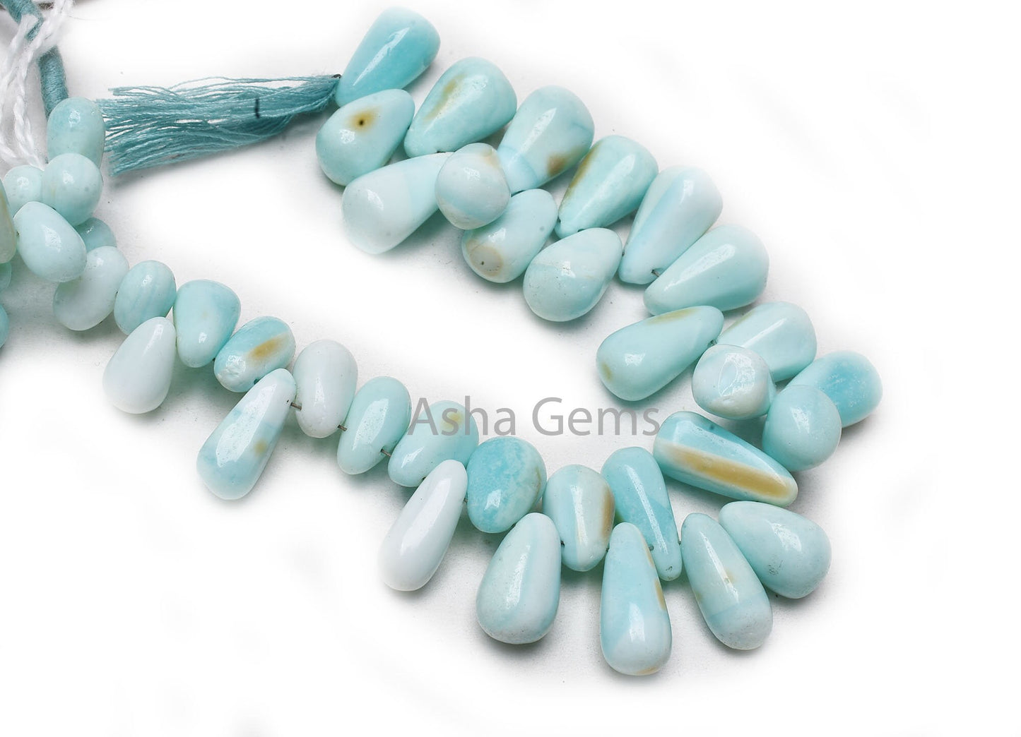 Fine Quality Peru Opal Smooth Drop Handmade Beads, Sky Blue Opal Uneven Teardrop Gemstone Side Drill Beads, Blue Opal Beads Handicraft SALE
