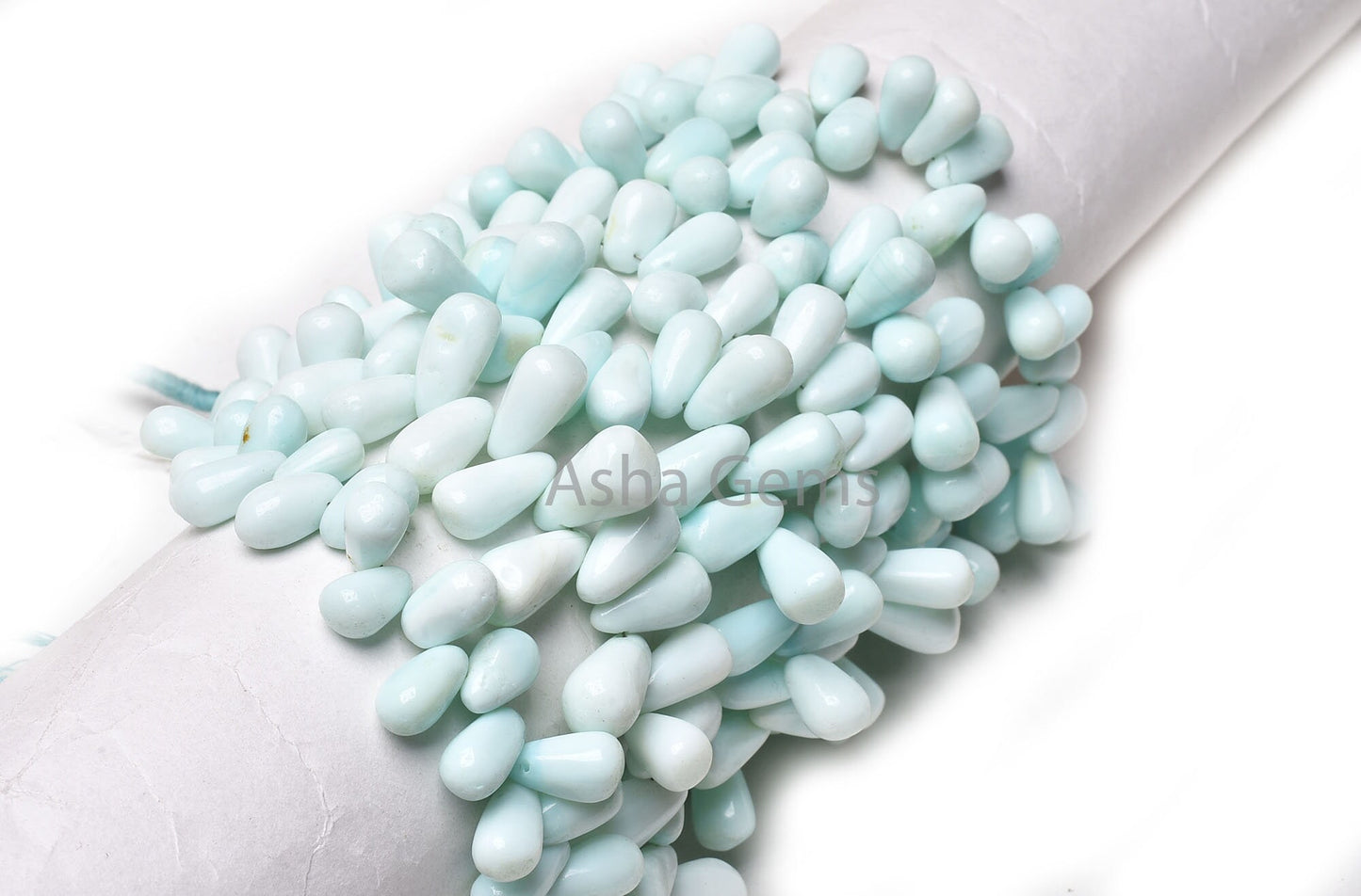 8"Strand Blue Peru Opal Smooth Drops Side Drill Beads, Peruvian Opal Beads Sky Opal Plain Handmade Teardrop Briolette Handmade Gemstone Bead