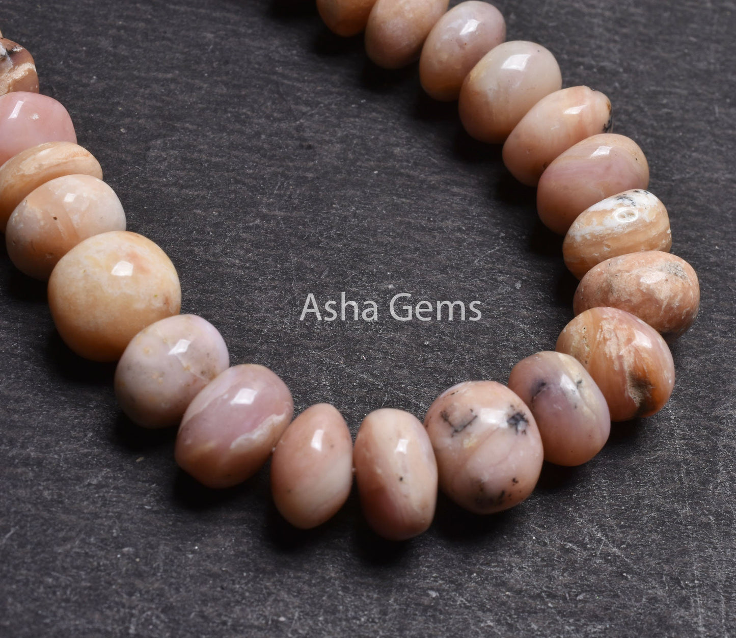 10-11.5 mm Pink Opal Smooth Rondelle Gemstone Loose Beads, Natural Shaded Pink Opal Plain Handmade Beads,10" Opal Beads Jewrlry Making Sale