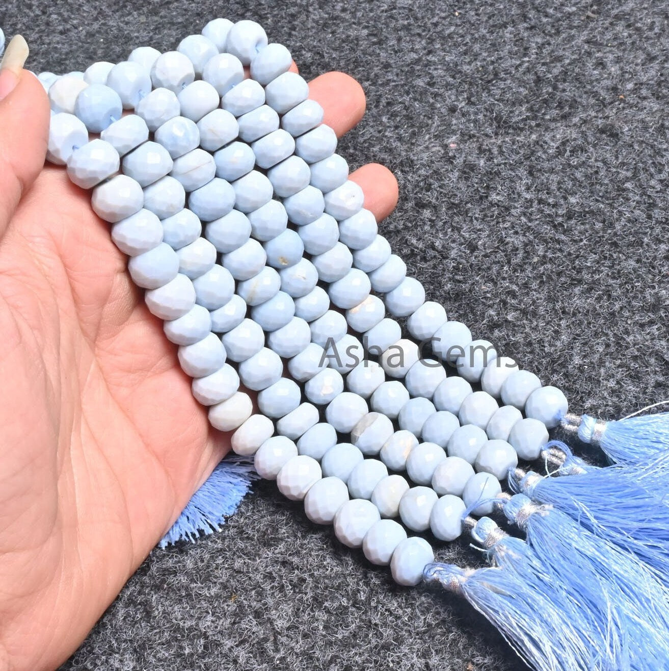 Fine Blue Oregon Opal Faceted Rondelle Gemstone Beads,8" Strand Light Blue Opal Indian Machine Cut Beads, Opal Beads Jewelry Handicraft SALE