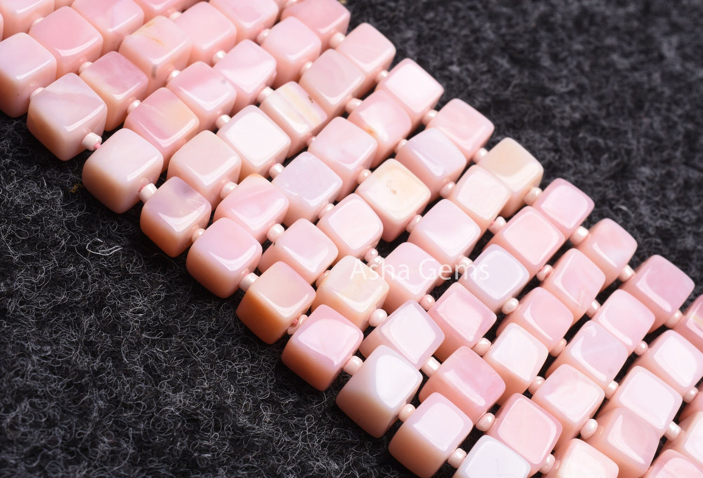 Beautiful Pink Opal Smooth Cube Gemstone Beads,7-8 mm Shaded Pink Opal 3D Cube Box Beads Handmade,9 inch Pink Opal Beads Jewelry Making SALE