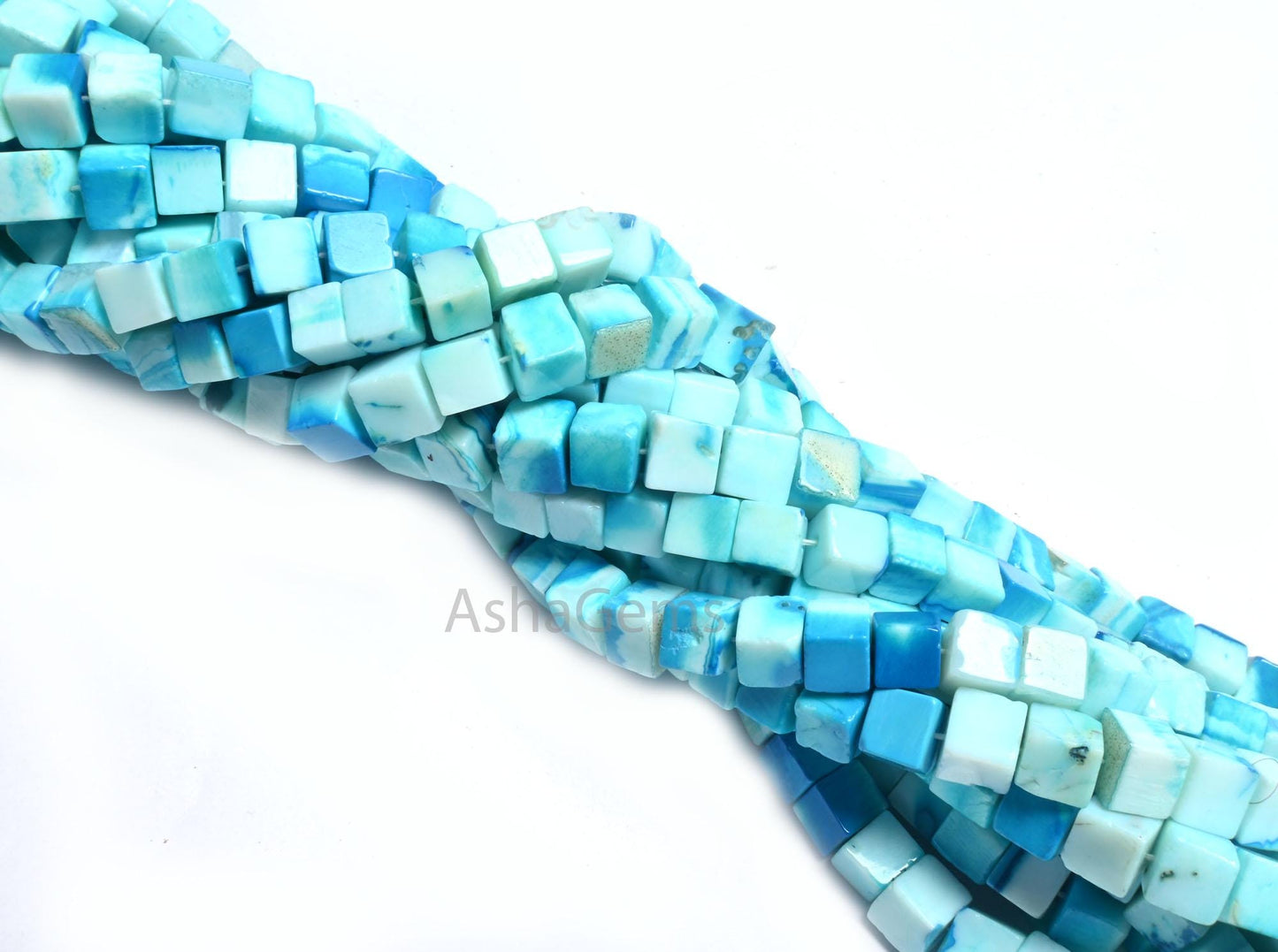 Beautiful Shaded Blue Opal Smooth Cube Box Shape Beads, Fine Quality Blue Opal Plain Handmade 3D Cube Gemstone Opal Beads Jewelry Craft SALE