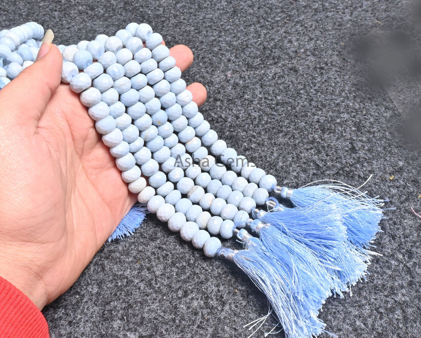Fine Blue Oregon Opal Faceted Rondelle Gemstone Beads,8" Strand Light Blue Opal Indian Machine Cut Beads, Opal Beads Jewelry Handicraft SALE