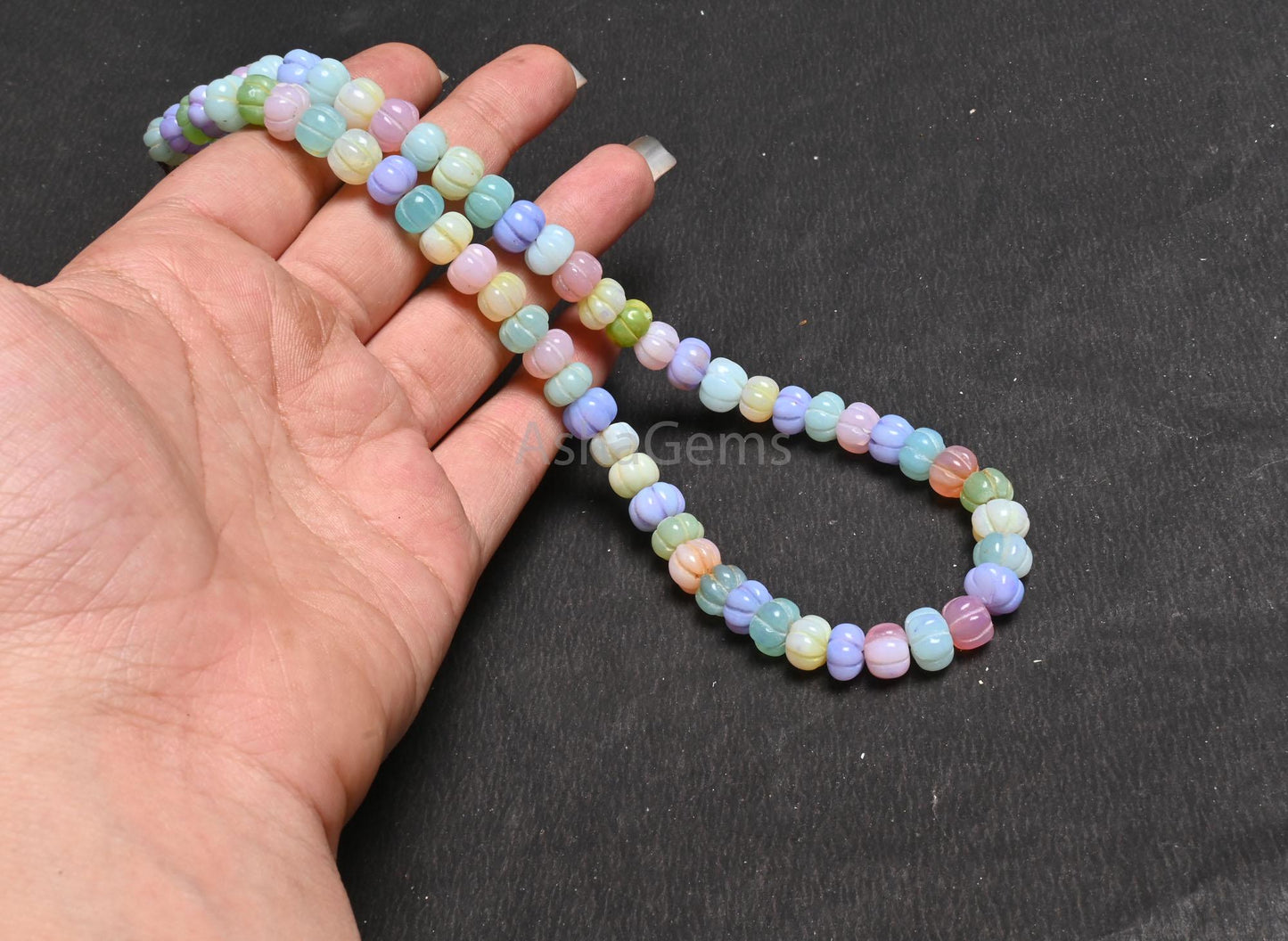16" Beautiful Multi Color Opal Carved Pumpkin Gemstone Beads Necklace,8.5-9.5 mm Fine Disco Opal carving watermelon Handmade opal Beads SALE