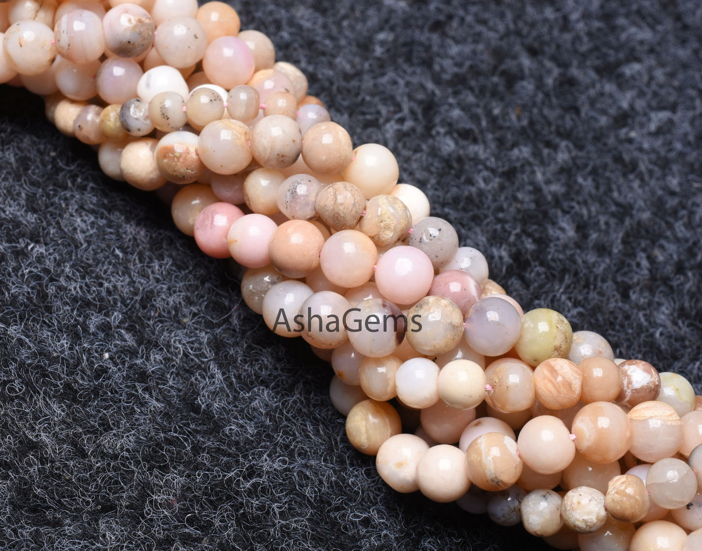 Natural Pink Opal Smooth Round Shape Gemstone Beads, Bio Pink Opal Round Ball Beads,13" Strand Opal Beads For Jewelry Making Craft Sale Opal