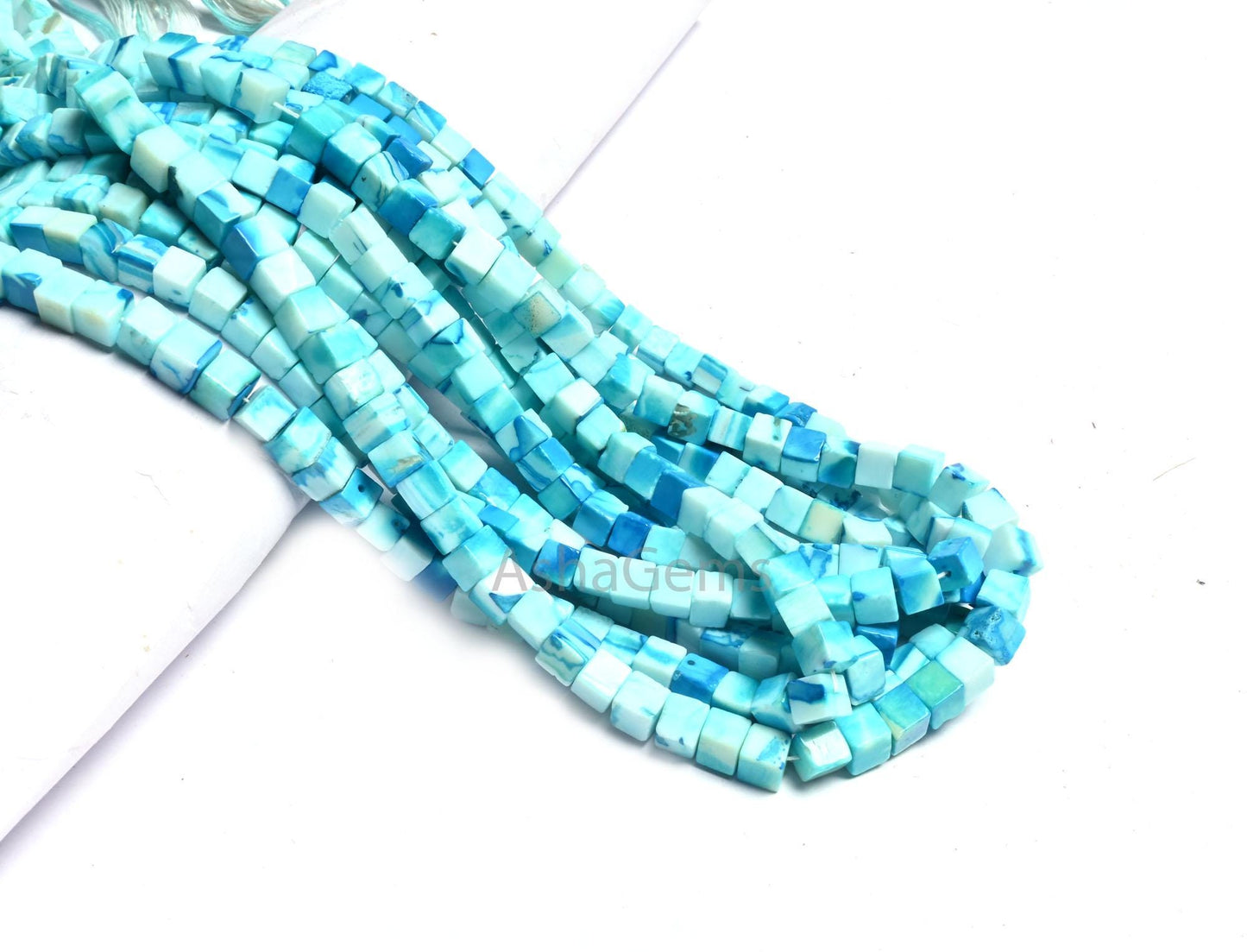 Beautiful Shaded Blue Opal Smooth Cube Box Shape Beads, Fine Quality Blue Opal Plain Handmade 3D Cube Gemstone Opal Beads Jewelry Craft SALE