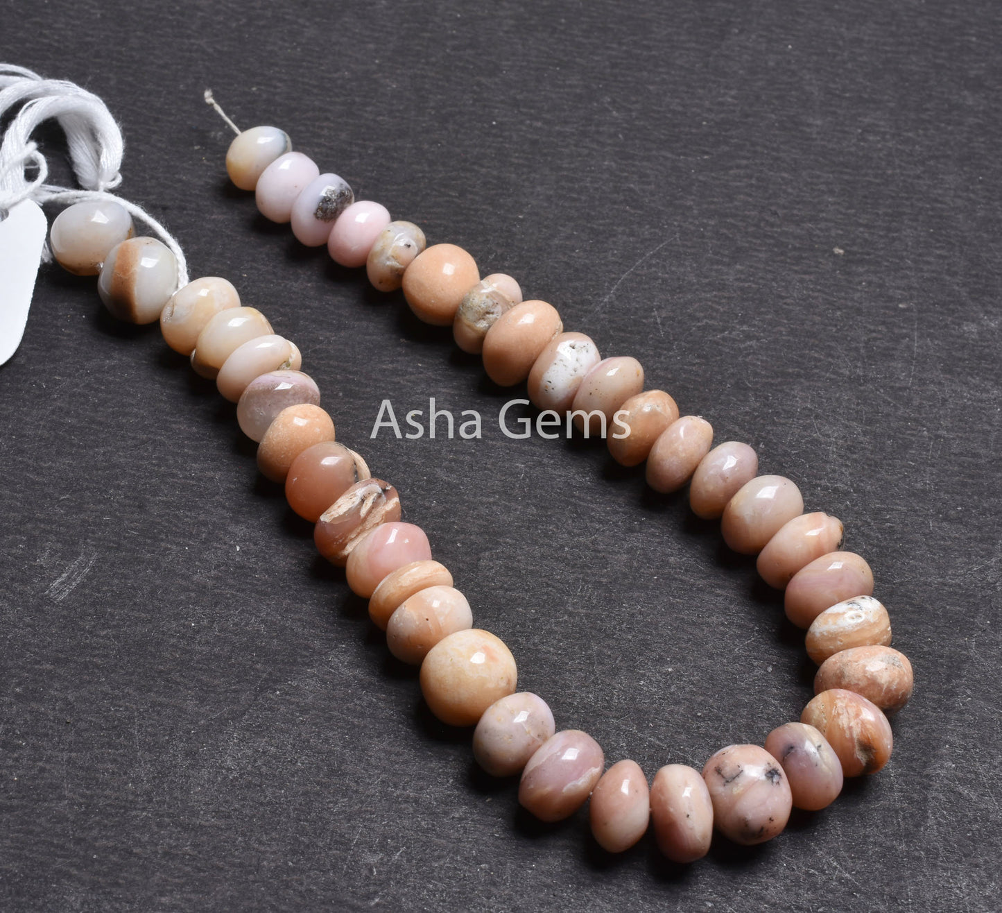 10-11.5 mm Pink Opal Smooth Rondelle Gemstone Loose Beads, Natural Shaded Pink Opal Plain Handmade Beads,10" Opal Beads Jewrlry Making Sale