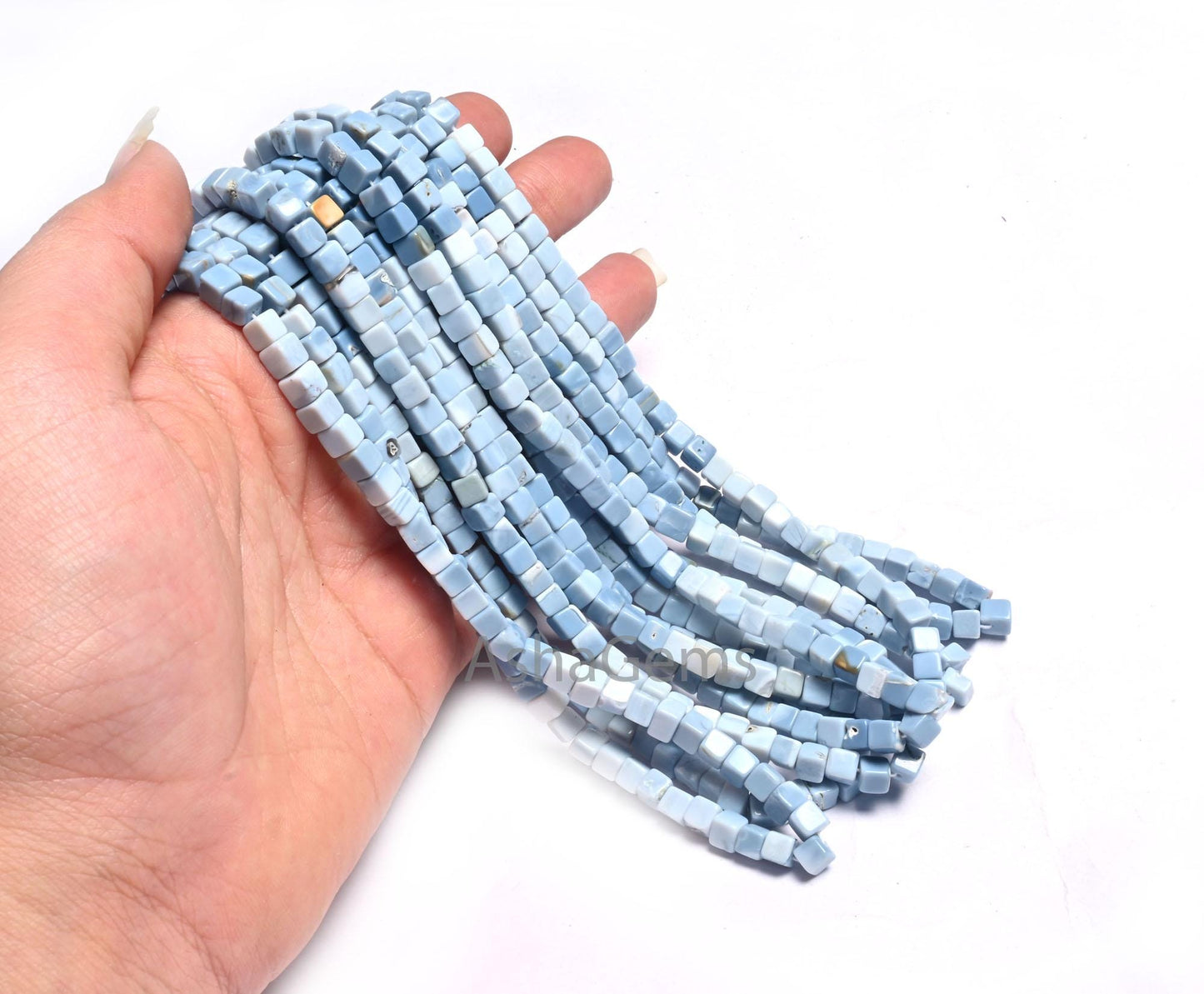 5 mm Blue Oregon Opal Smooth Box Shape Beads,8/16" Shaded Blue Opal Beads, Opal Plain 3D Cube Box Handmade Gemstone Beads Jewelry Craft Sale