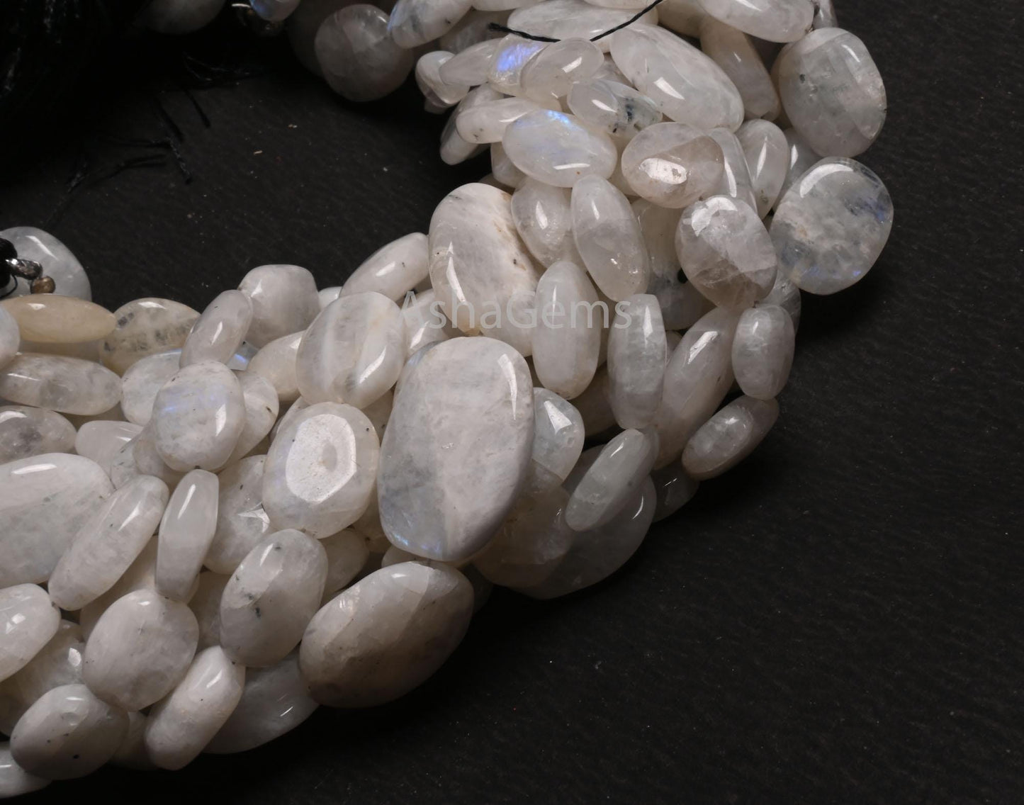 Natural Rainbow Moonstone Handmade Uneven Oval Shape Plain Beads,9" Flashy White Rainbow Oval smooth Gemstone Loose Beads Jewelry Craft SALE