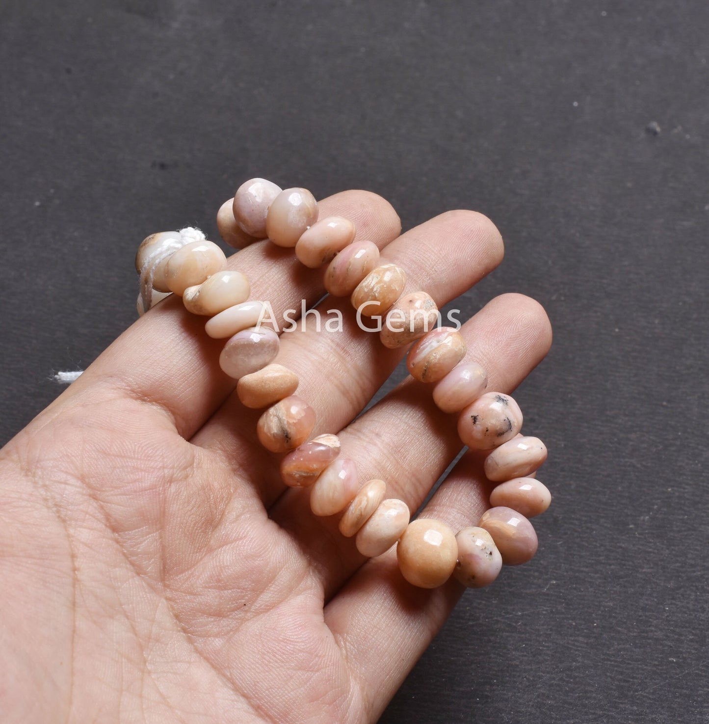 10-11.5 mm Pink Opal Smooth Rondelle Gemstone Loose Beads, Natural Shaded Pink Opal Plain Handmade Beads,10" Opal Beads Jewrlry Making Sale