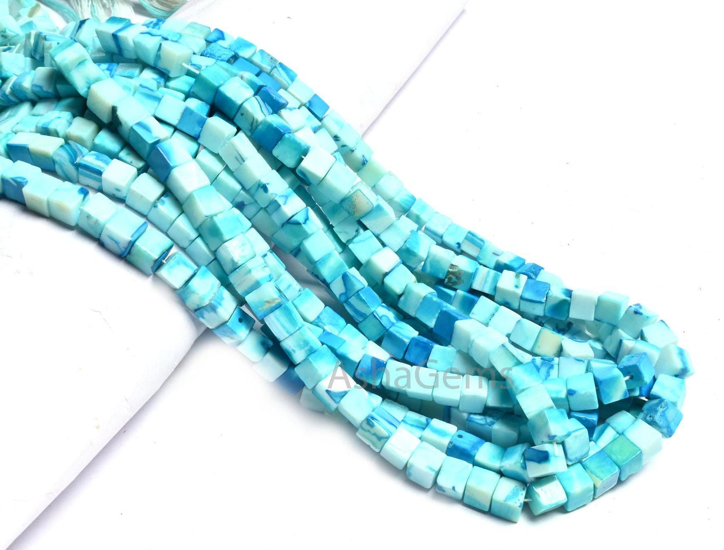 Beautiful Shaded Blue Opal Smooth Cube Box Shape Beads, Fine Quality Blue Opal Plain Handmade 3D Cube Gemstone Opal Beads Jewelry Craft SALE