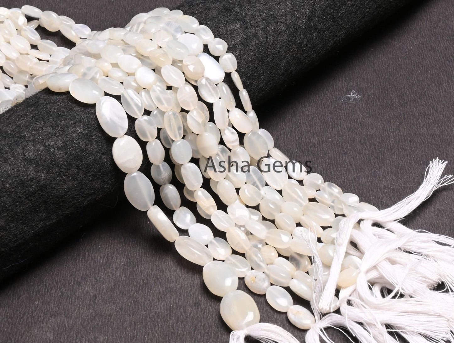Natural White Moonstone Smooth Oval Shape handmade beads,12.5" Fine Moonstone Plain Oval Straight Drill Moonstone Beads Jewelry Making Craft