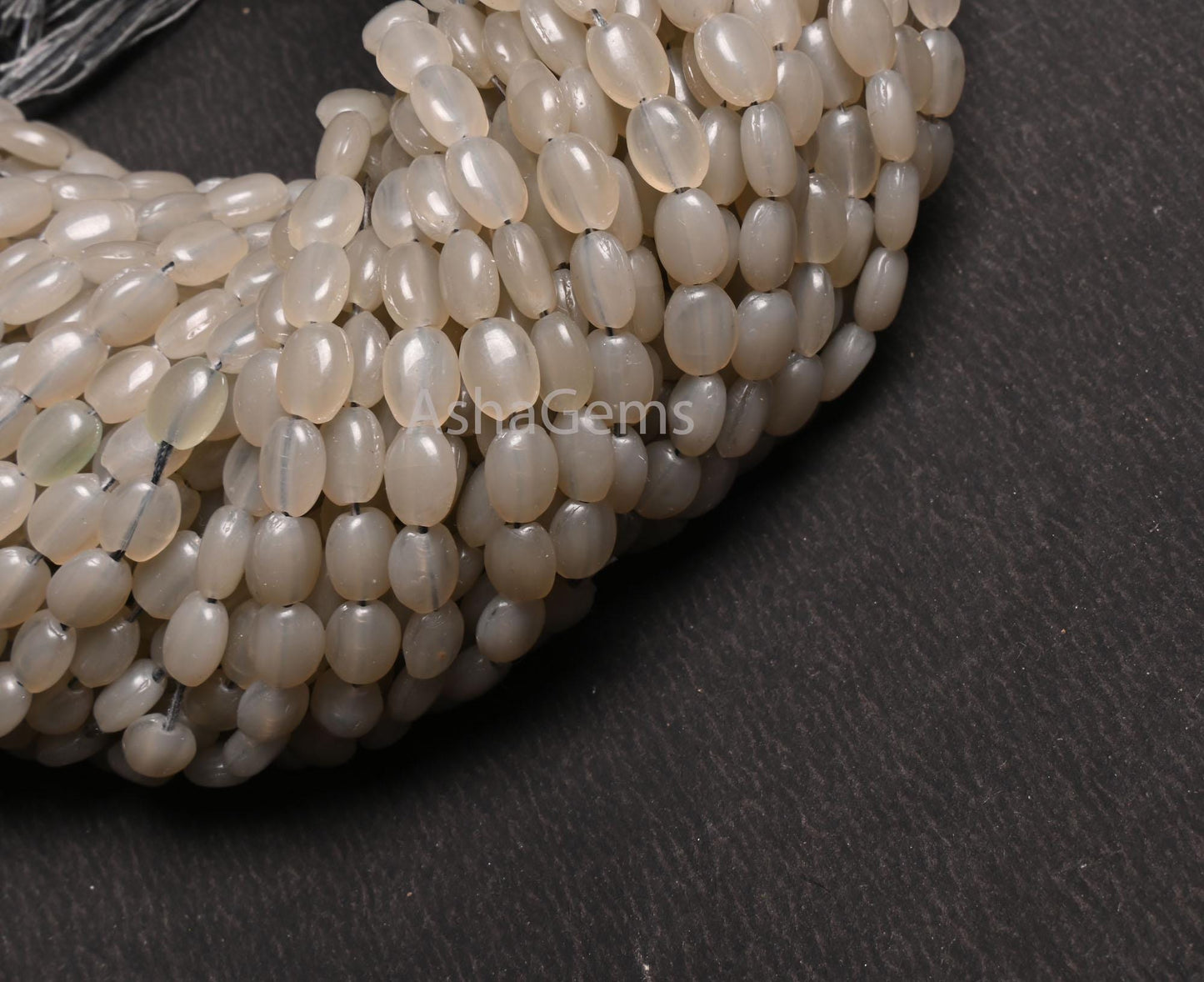 13" Beautiful Grey Moonstone Color Hydro Smooth Oval Shape Handmade Beads,6-7.5mm Light Grey Hydro Plain Oval Bead Jewelry Making Craft SALE
