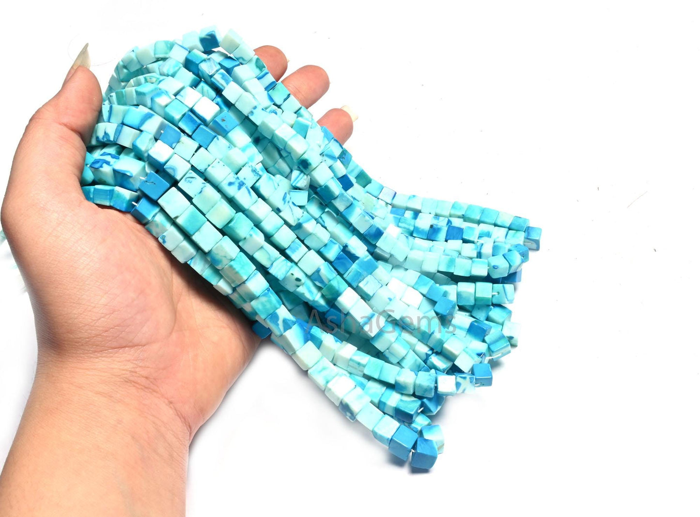Beautiful Shaded Blue Opal Smooth Cube Box Shape Beads, Fine Quality Blue Opal Plain Handmade 3D Cube Gemstone Opal Beads Jewelry Craft SALE