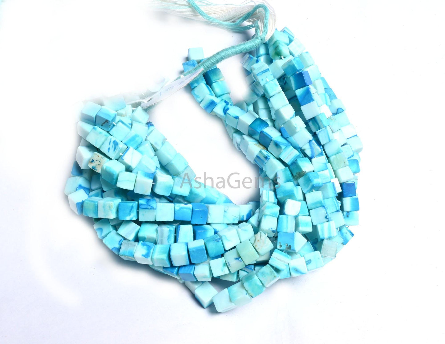 Beautiful Shaded Blue Opal Smooth Cube Box Shape Beads, Fine Quality Blue Opal Plain Handmade 3D Cube Gemstone Opal Beads Jewelry Craft SALE