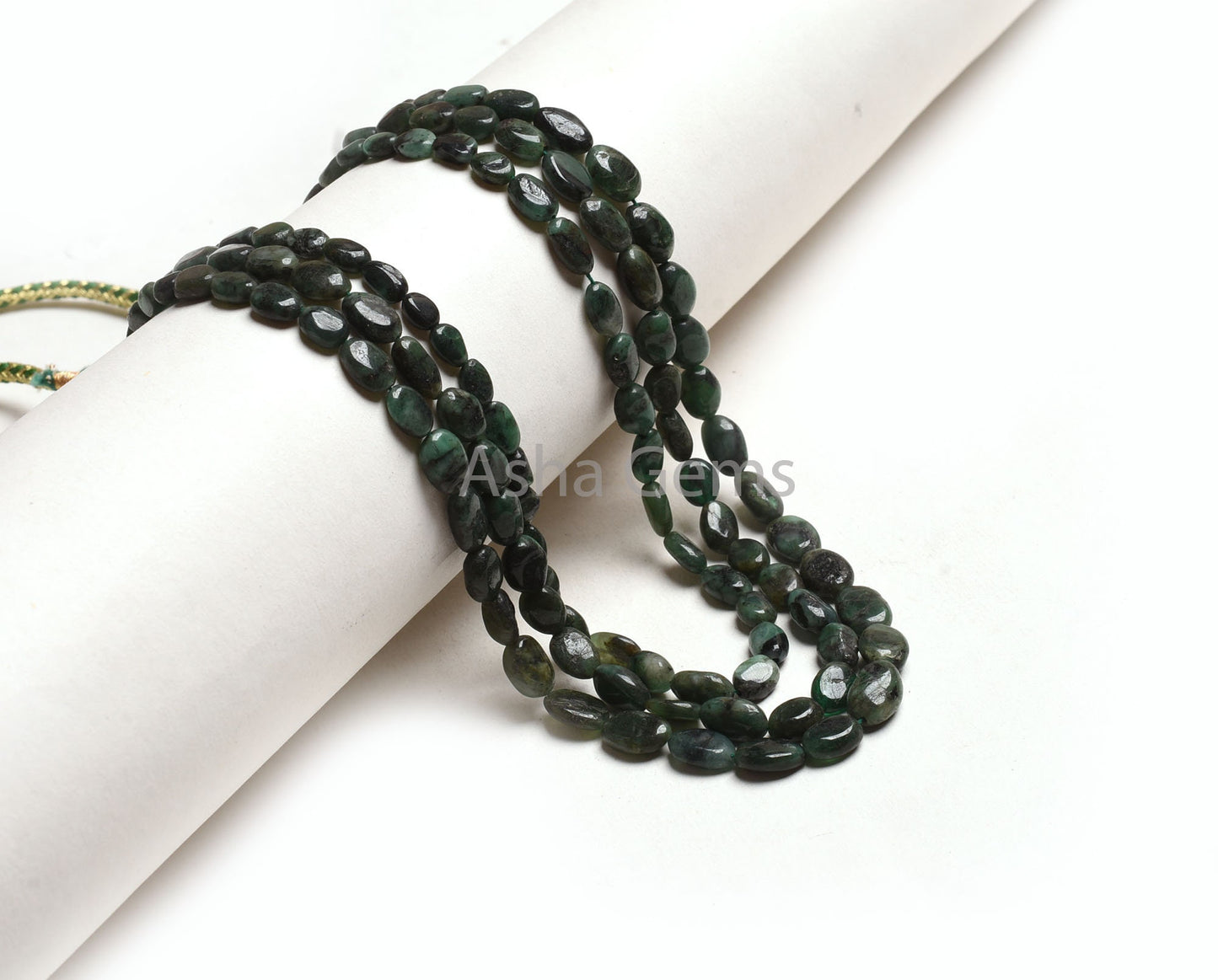 Real Emerald Plain Handmade Oval Gemstone Beads, 3 Strand Necklace Emerald Bead,15-17" Emerald Smooth Uneven Oval Bead Necklace Jewelry SALE