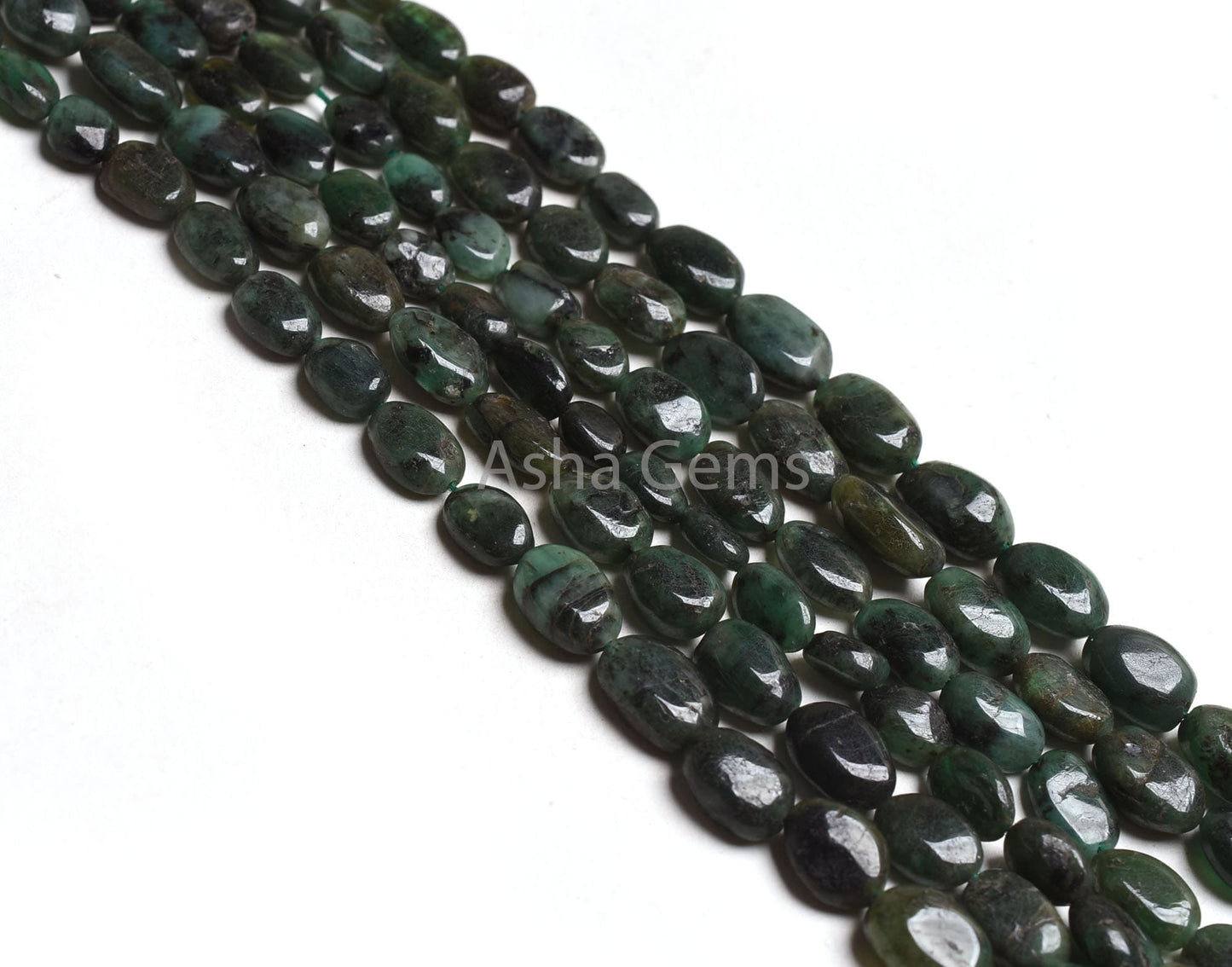 Real Emerald Plain Handmade Oval Gemstone Beads, 3 Strand Necklace Emerald Bead,15-17" Emerald Smooth Uneven Oval Bead Necklace Jewelry SALE