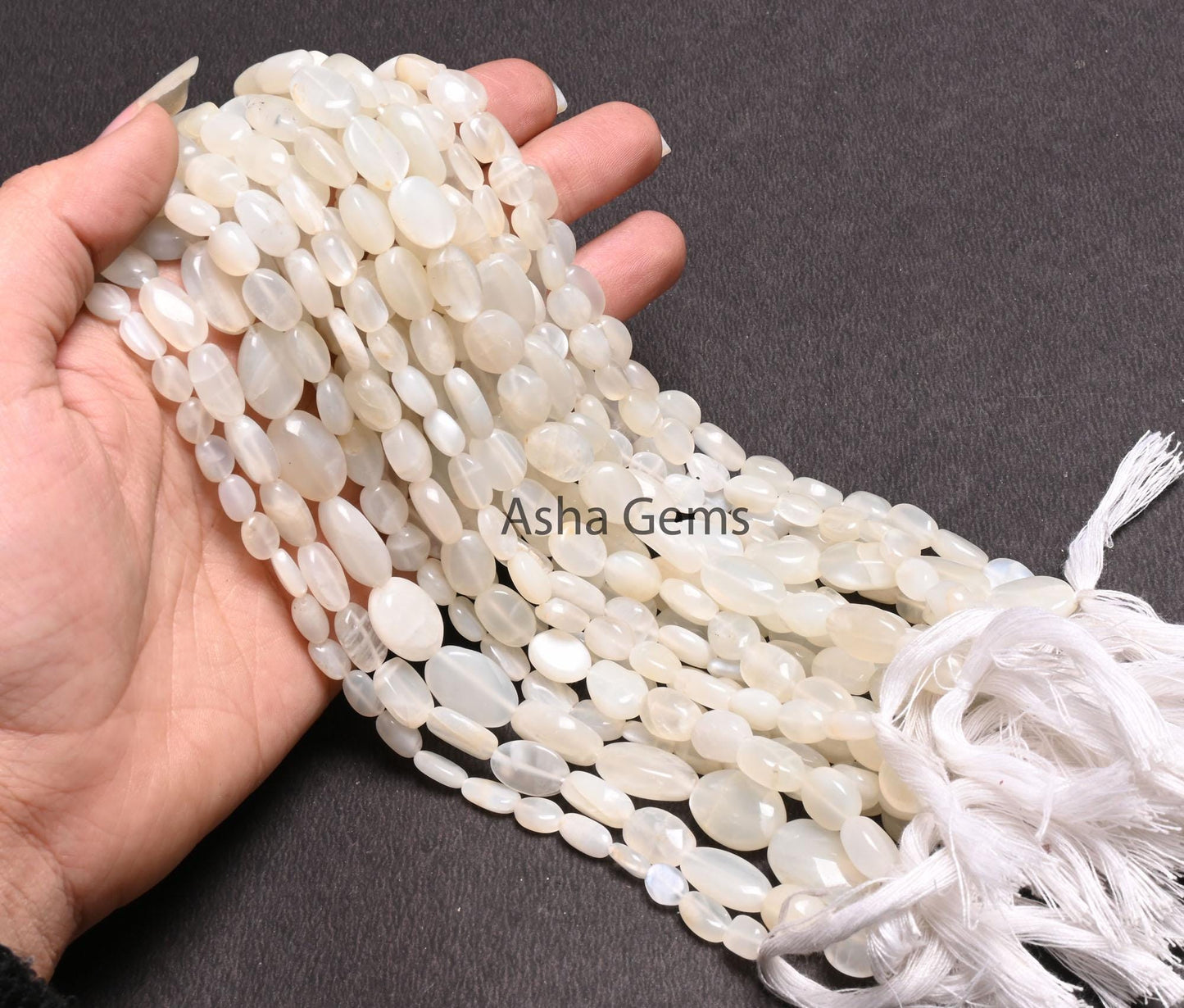 Natural White Moonstone Smooth Oval Shape handmade beads,12.5" Fine Moonstone Plain Oval Straight Drill Moonstone Beads Jewelry Making Craft