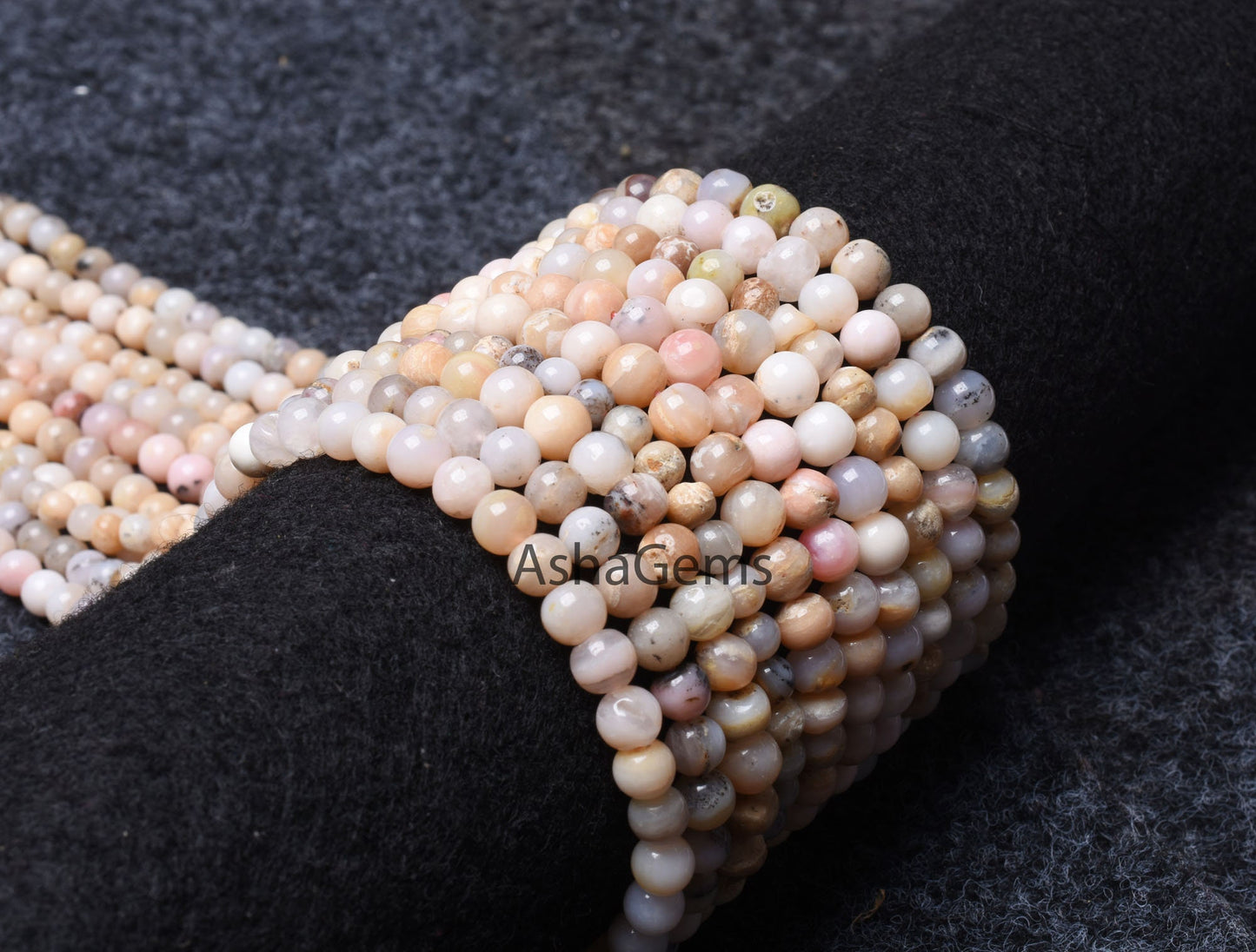 Natural Pink Opal Smooth Round Shape Gemstone Beads, Bio Pink Opal Round Ball Beads,13" Strand Opal Beads For Jewelry Making Craft Sale Opal