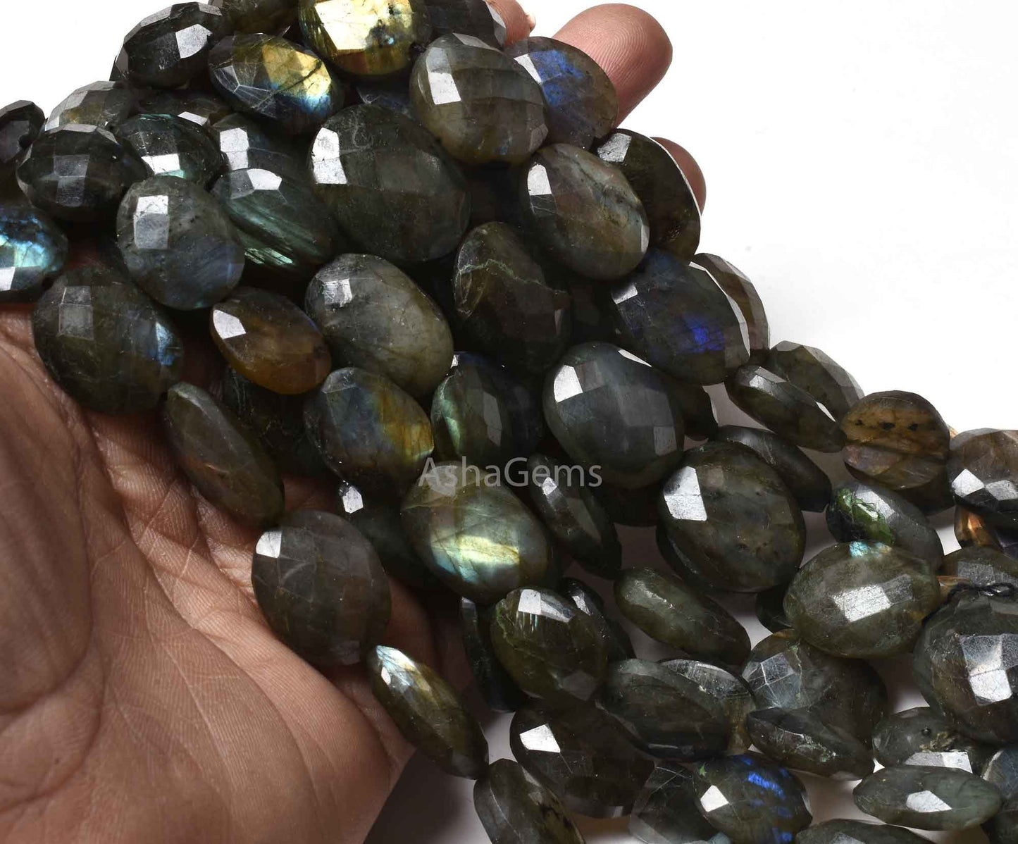 Natural Fire Labradorite Faceted Oval Shape Beads,10" Strand Black Rainbow Checker Cut Oval Briolette Beads, Labradorite Beads Jewelry Crfat