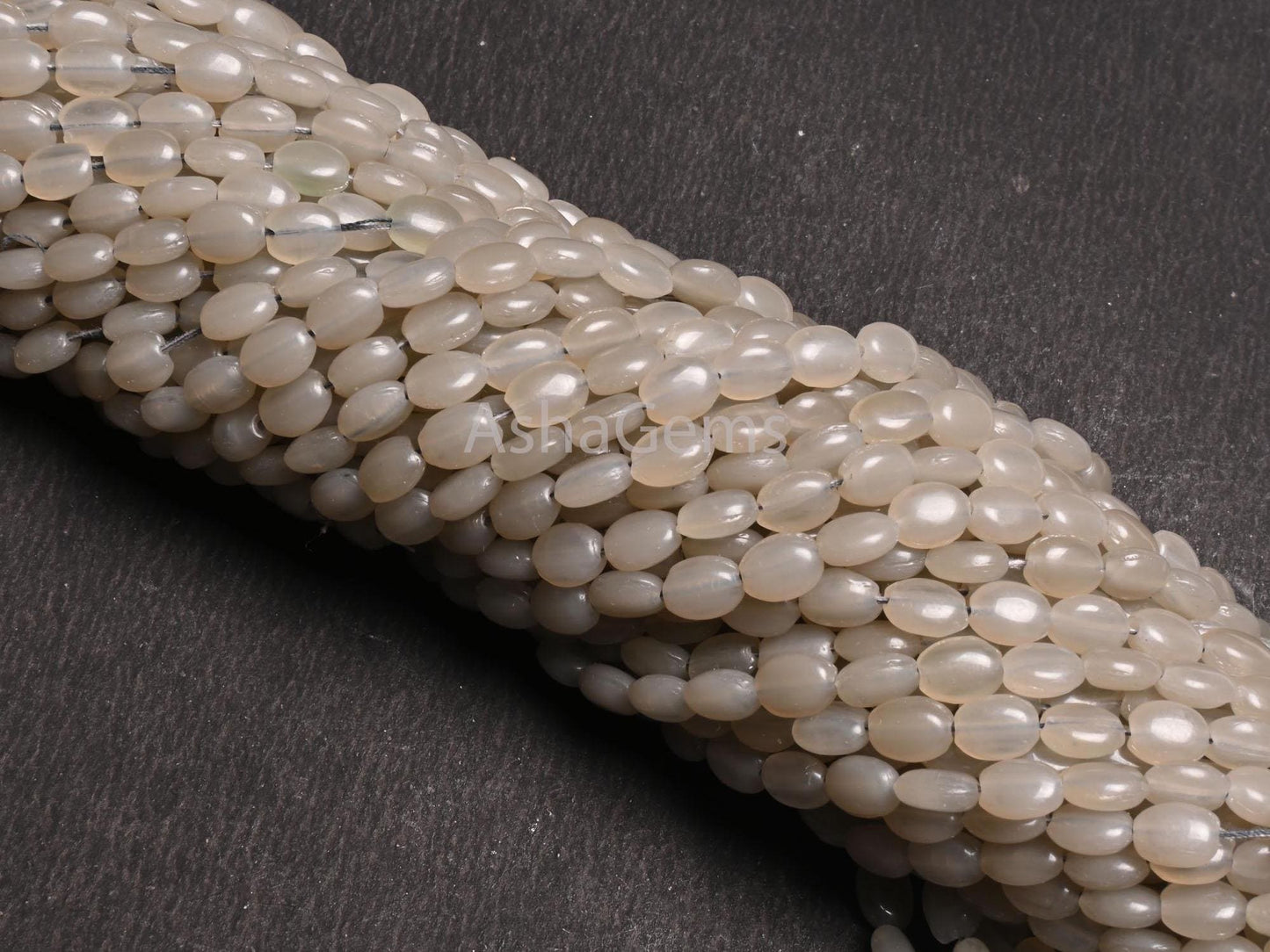 13" Beautiful Grey Moonstone Color Hydro Smooth Oval Shape Handmade Beads,6-7.5mm Light Grey Hydro Plain Oval Bead Jewelry Making Craft SALE