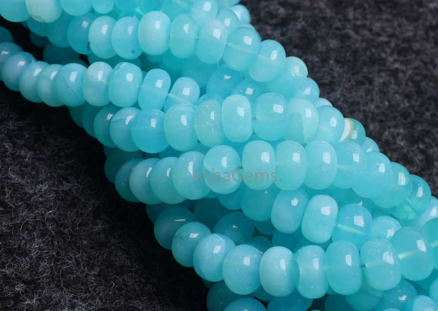 Beautiful Sea Blue Opal Smooth Gemstone Beads, AAA Sky Blue Opal Plain Rondelle Beads,16" Strand Opal beads For Jewelry Making crafts SALE
