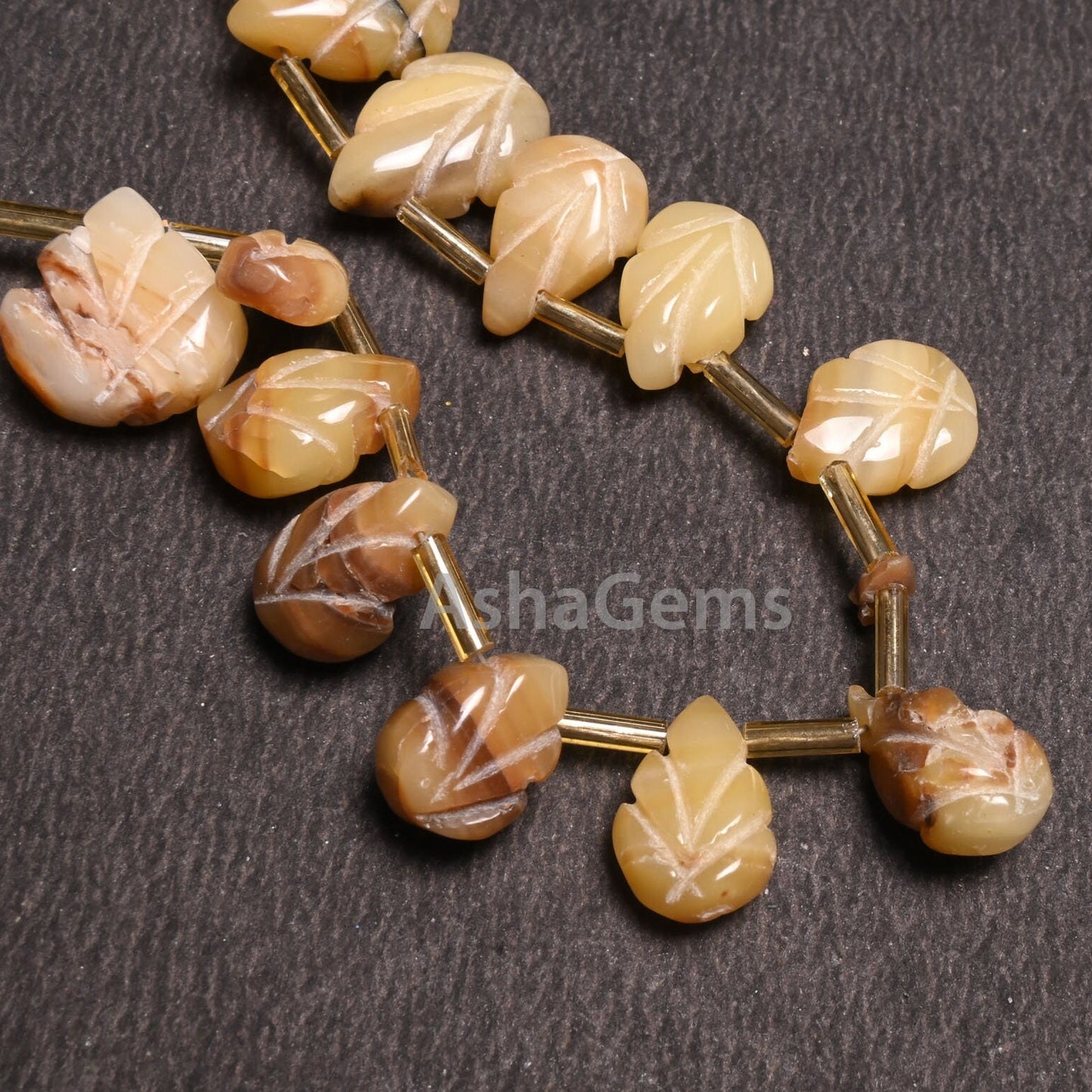 Natural Bio Opal Carving Pears Handmade beads,8" Shaded Yellow Opal carved Pears Uneven shape Carve Gemstone Opal beads Jewelry making Craft