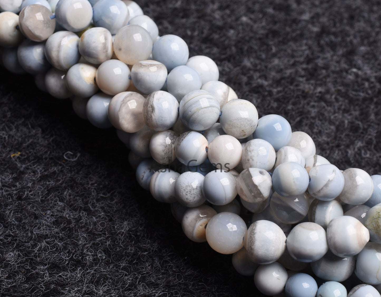 Beautiful Light Blue Boulder Opal Smooth Round Shape Beads,13" Strand Blue Opal Beads, Boulder Opal Plain Round Ball Bead Opal Gemstone Bead
