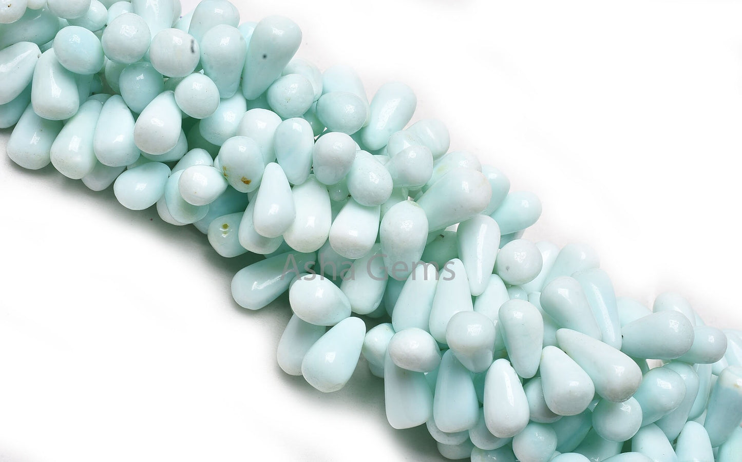 8"Strand Blue Peru Opal Smooth Drops Side Drill Beads, Peruvian Opal Beads Sky Opal Plain Handmade Teardrop Briolette Handmade Gemstone Bead