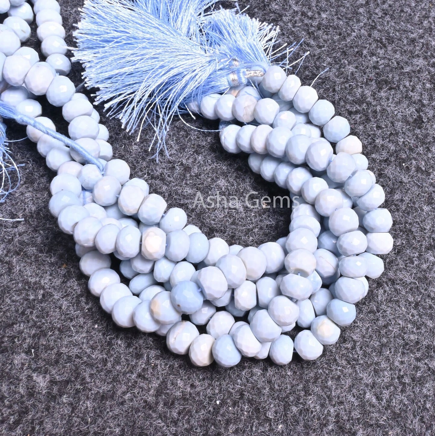 Fine Blue Oregon Opal Faceted Rondelle Gemstone Beads,8" Strand Light Blue Opal Indian Machine Cut Beads, Opal Beads Jewelry Handicraft SALE