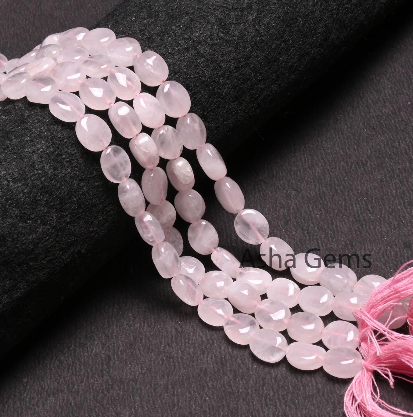 13" Natural Rose Quartz Smooth Oval Shape Gemstone Loose Beads,8-10 mm Pink rose Quartz Plain Oval handmade Beads Jewelry making Crafts SALE