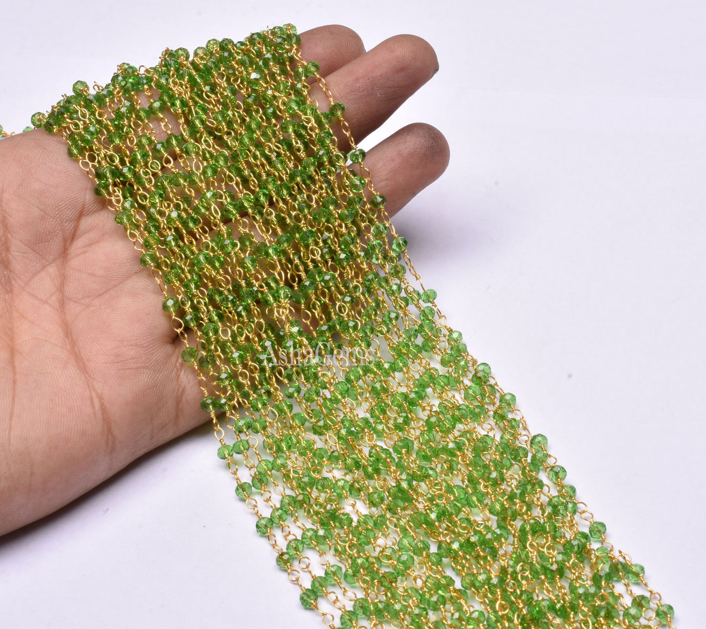 3,5,10,25,Ft Peridot Hydro Faceted Rondelle Beaded Rosary Chain Gold Plated Wire,Jewelry Finding,Wire Wrapped Chain 3.5mm Necklace Chains
