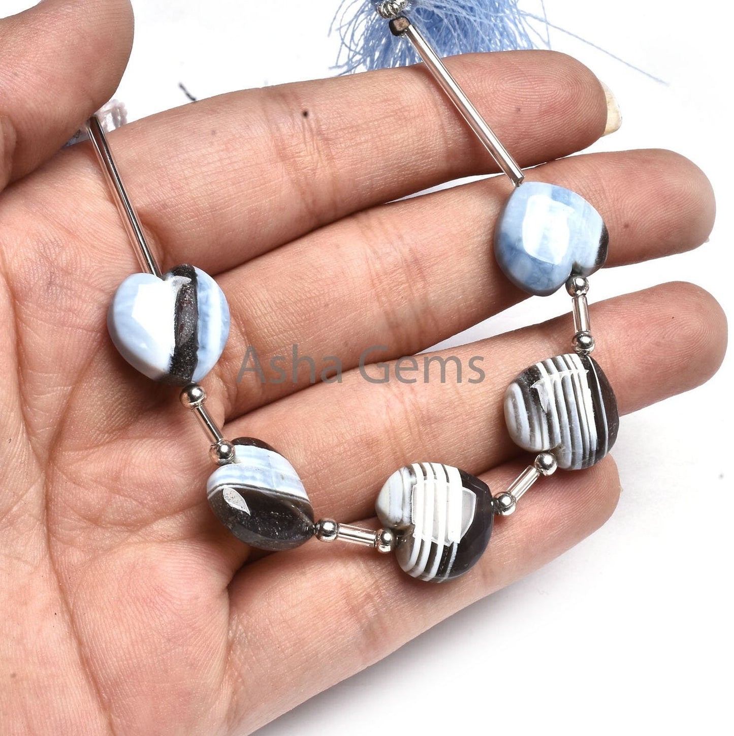 Beautiful Boulder Opal Carving Heart Shape Straight Drill Beads,15 mm Blue Boulder Opal Smooth Carved Heart Gemstone Blue Opal Beads Jewelry