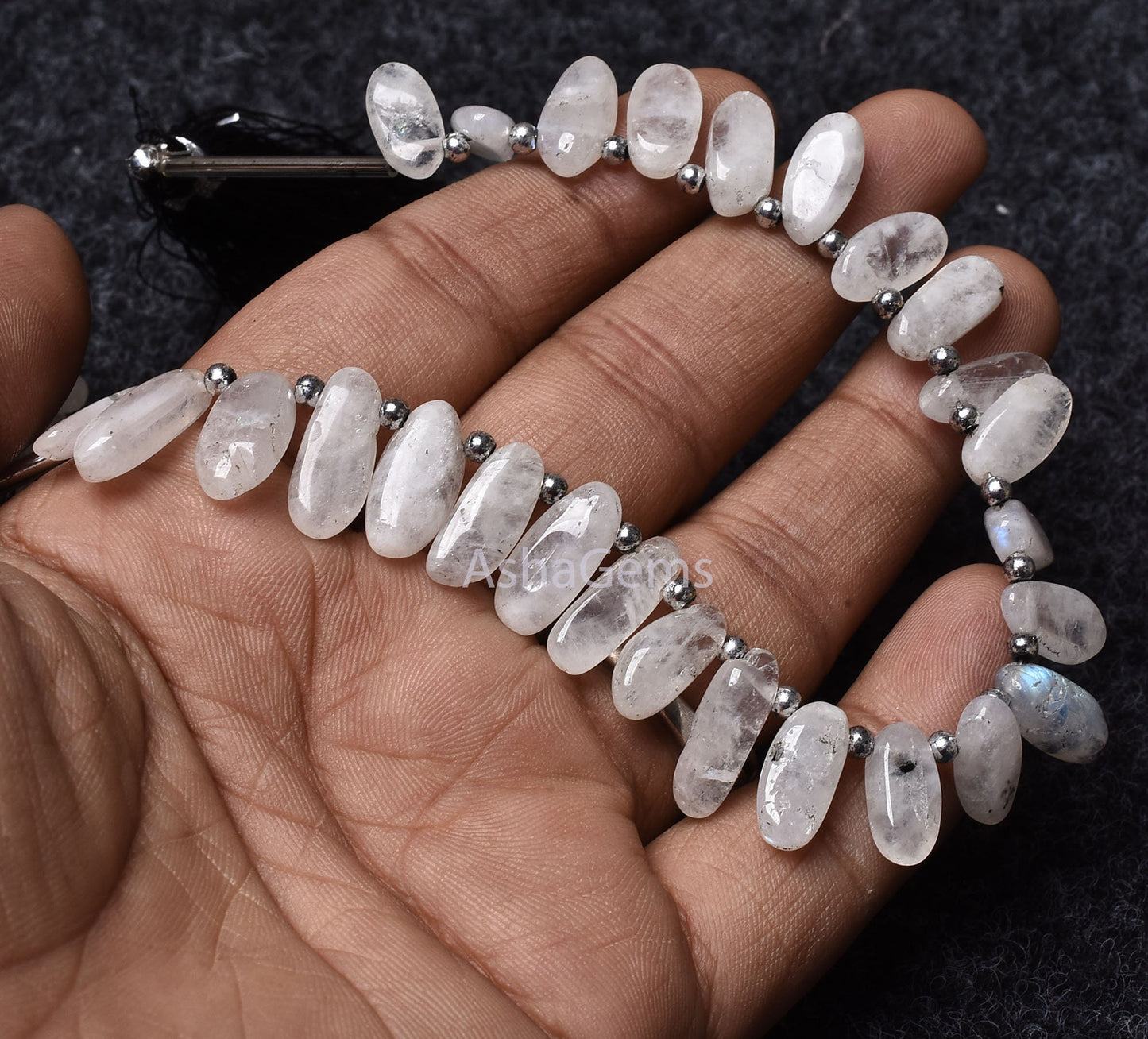 Natural Moss Rainbow Moonstone Gemstone Beads, Handmade Smooth Uneven Oval Shape Beads, White Moonstone Side Drill Beads Jewelry Making SALE