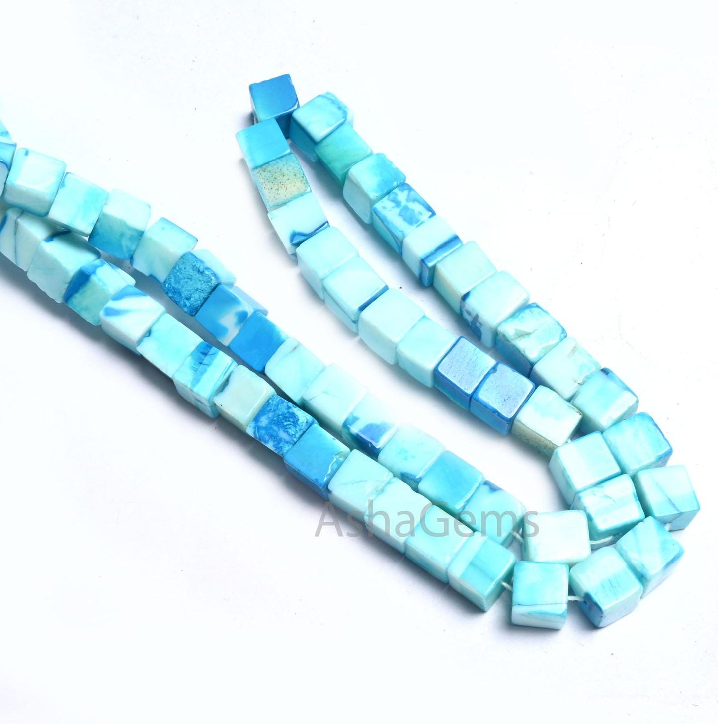 Beautiful Shaded Blue Opal Smooth Cube Box Shape Beads, Fine Quality Blue Opal Plain Handmade 3D Cube Gemstone Opal Beads Jewelry Craft SALE