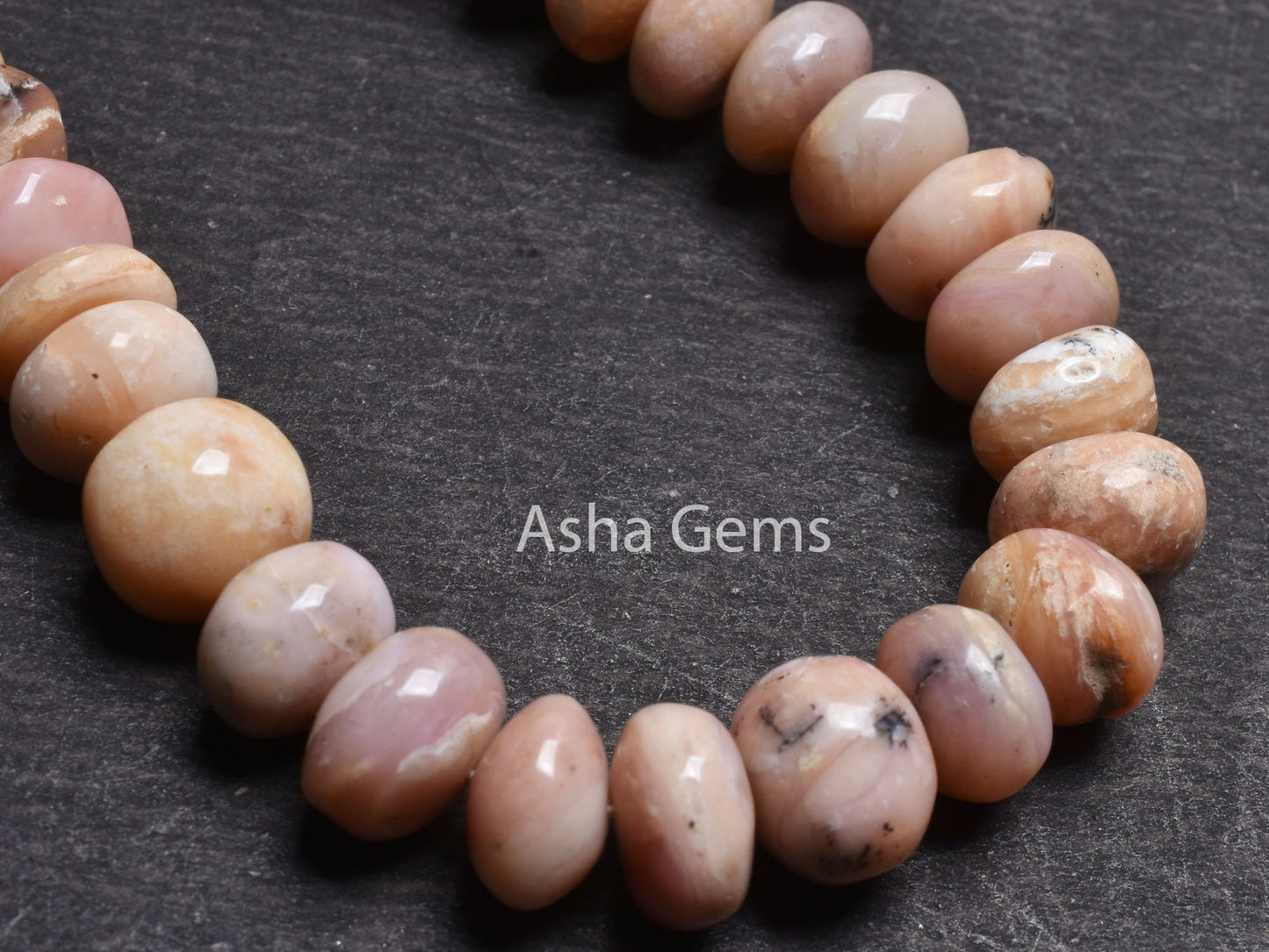 10-11.5 mm Pink Opal Smooth Rondelle Gemstone Loose Beads, Natural Shaded Pink Opal Plain Handmade Beads,10" Opal Beads Jewrlry Making Sale
