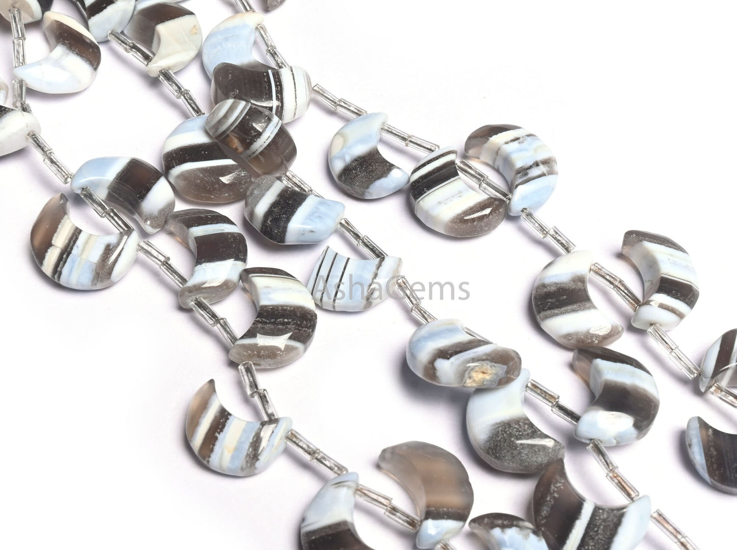Beautiful Blue Boulder Opal Carving Half Moon Beads,9-15mm Boulder Opal Fancy Moon Side Drill Gemstone Smooth Beads, Blue Opal Beads Jewelry