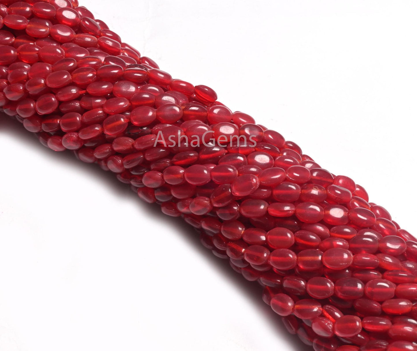Beautiful Carmine Red Hydro Smooth Oval Shape Beads,6-8 mm Cherry Red Quartz Hydro Plain Handmade Oval Loose Beads Jewelry Making Craft SALE