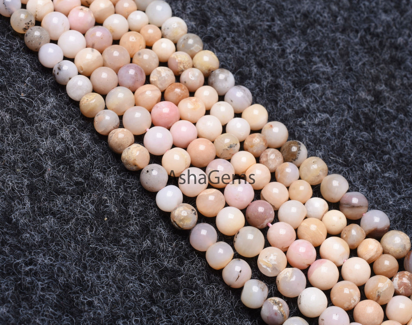 Natural Pink Opal Smooth Round Shape Gemstone Beads, Bio Pink Opal Round Ball Beads,13" Strand Opal Beads For Jewelry Making Craft Sale Opal