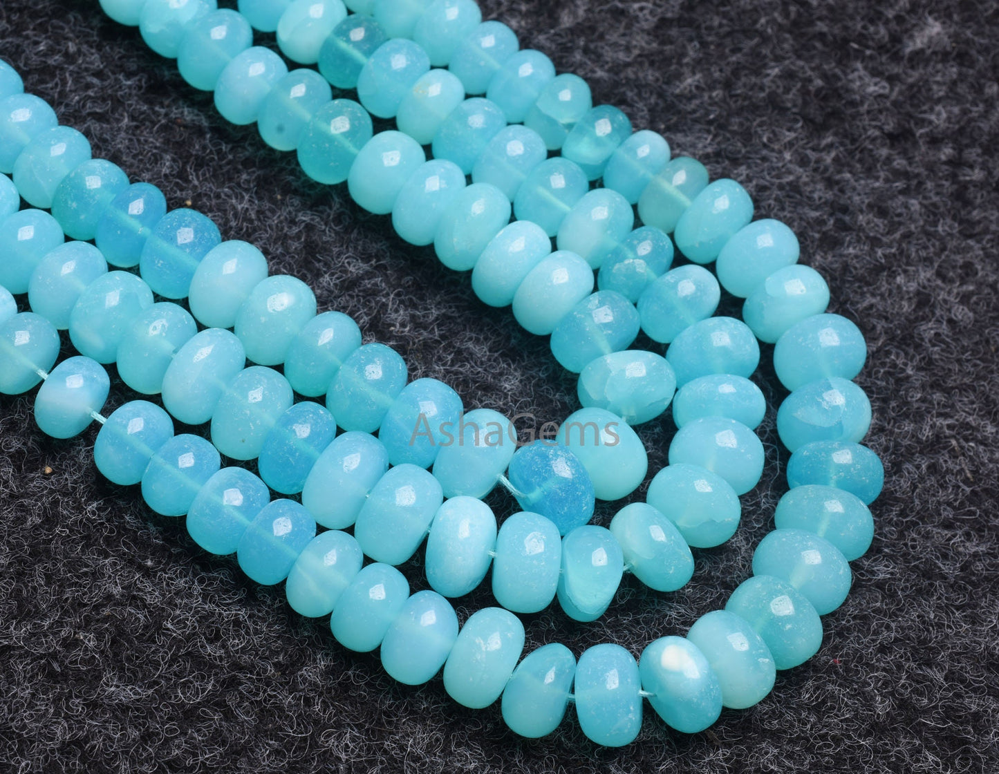 Beautiful Sea Blue Opal Smooth Gemstone Beads, AAA Sky Blue Opal Plain Rondelle Beads,16" Strand Opal beads For Jewelry Making crafts SALE