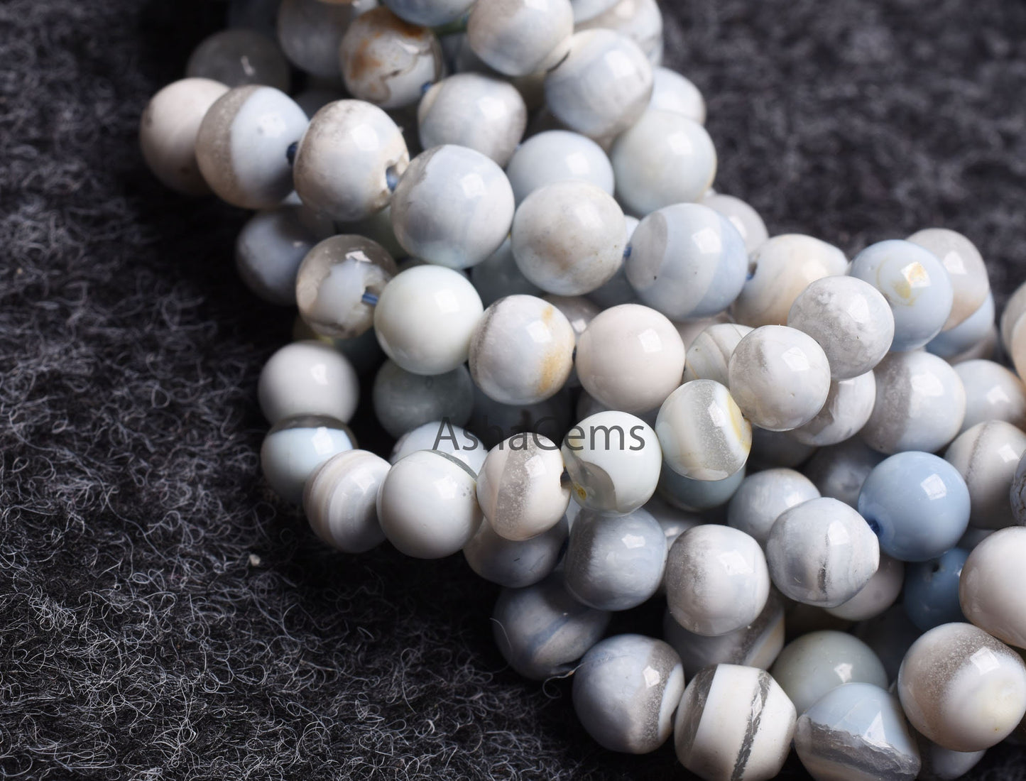Beautiful Light Blue Boulder Opal Smooth Round Shape Beads,13" Strand Blue Opal Beads, Boulder Opal Plain Round Ball Bead Opal Gemstone Bead