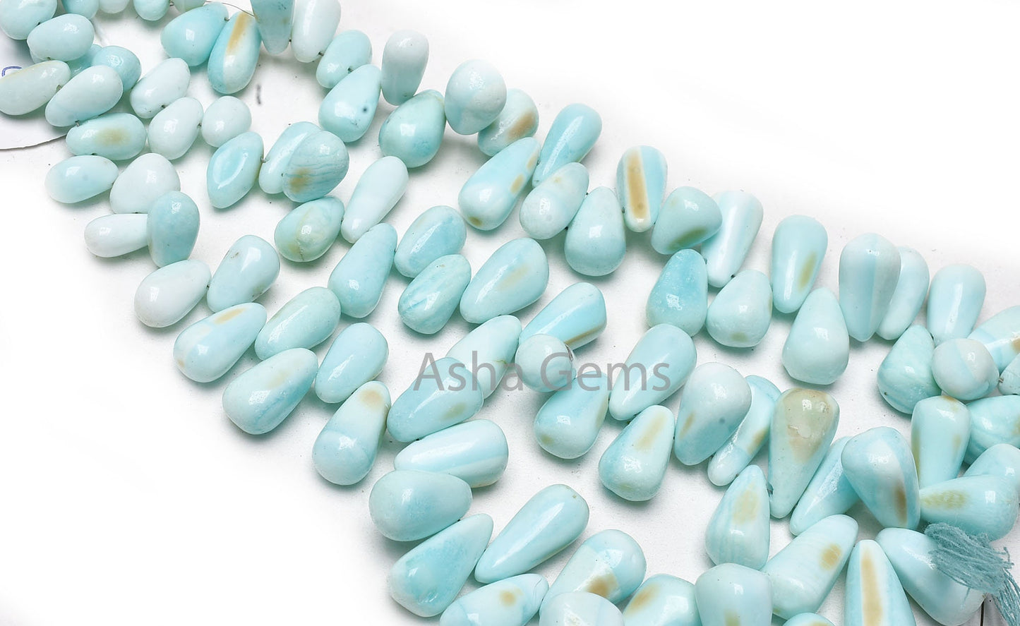 Fine Quality Peru Opal Smooth Drop Handmade Beads, Sky Blue Opal Uneven Teardrop Gemstone Side Drill Beads, Blue Opal Beads Handicraft SALE