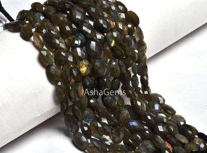 Natural Multi Fire Labradorite Faceted Oval Beads,10" Strand Labradorite beads, Black Rainbow Oval Briolette Gemstone beads For Jewelry SALE