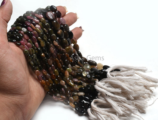 13" Strand Natural Multi Tourmaline Smooth Oval Shape Gemstone beads, Shaded Tourmaline Plain handmade Oval Bead Tourmaline Handicraft SALE